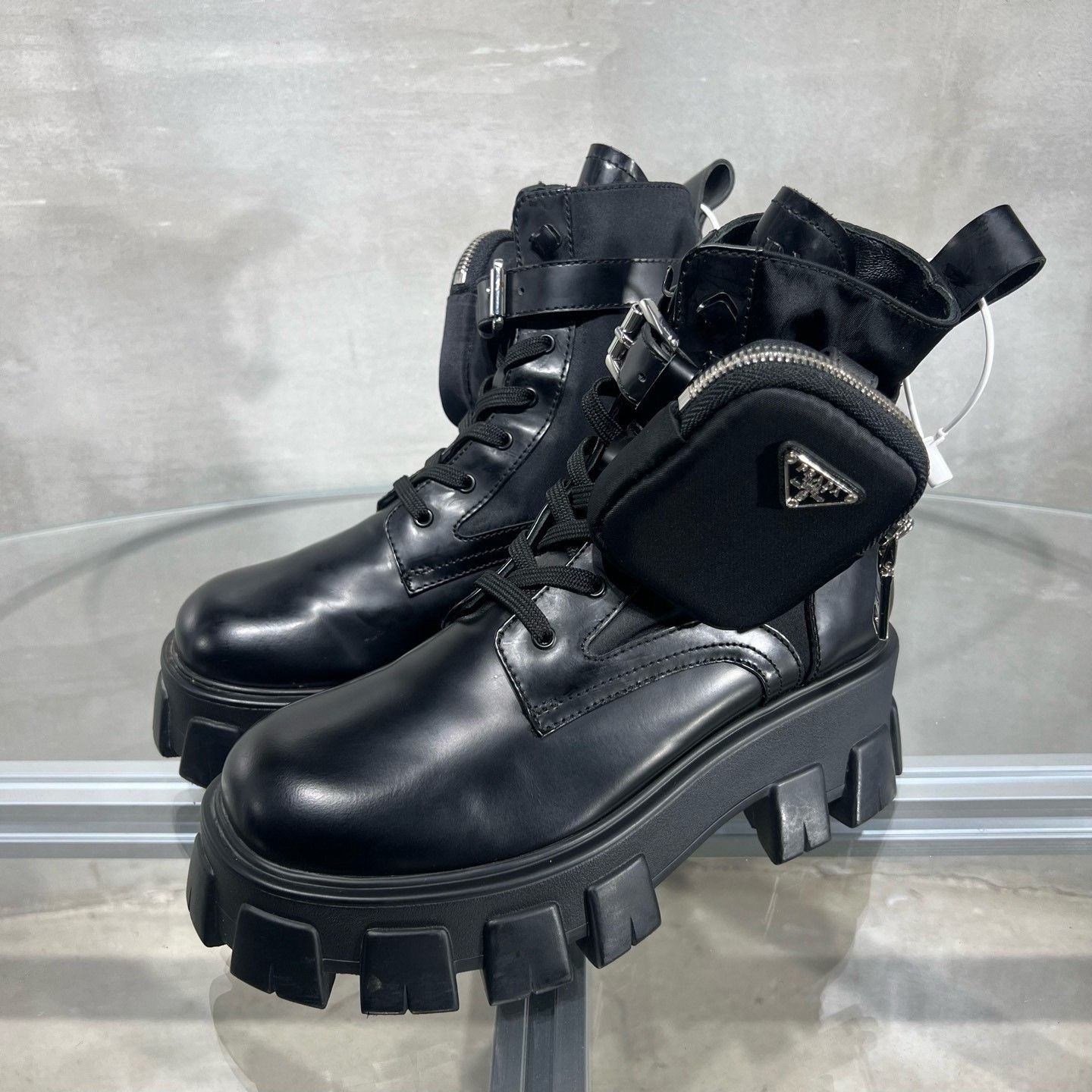Prada PRADA Monolith Patent Leather Black Boots Size US 6 / IT 36 - 2 Thumbnail