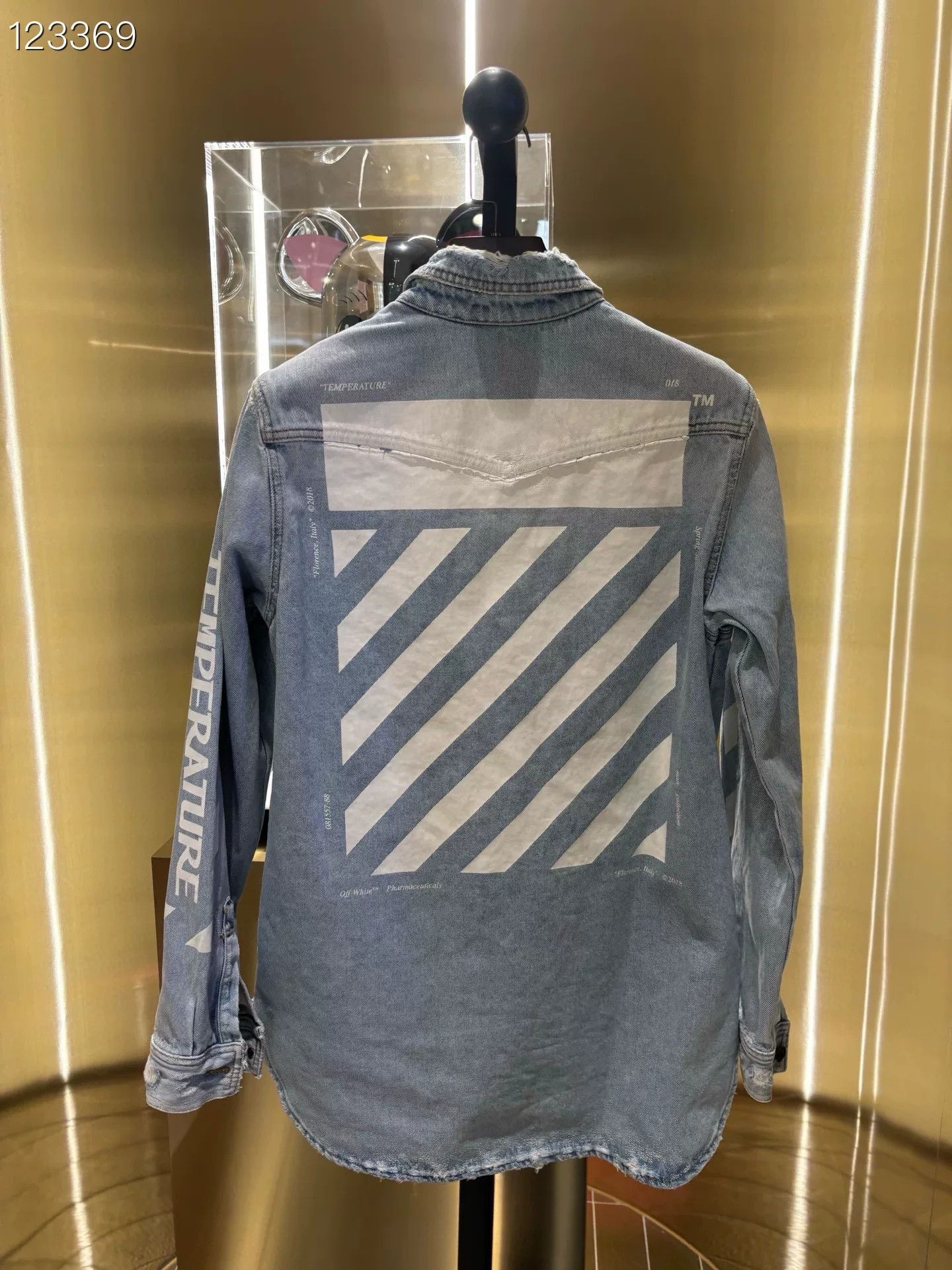 Off-White Virgil Abloh OW Striped Denim Shirt Size US XS / EU 42 / 0 - 2 Thumbnail