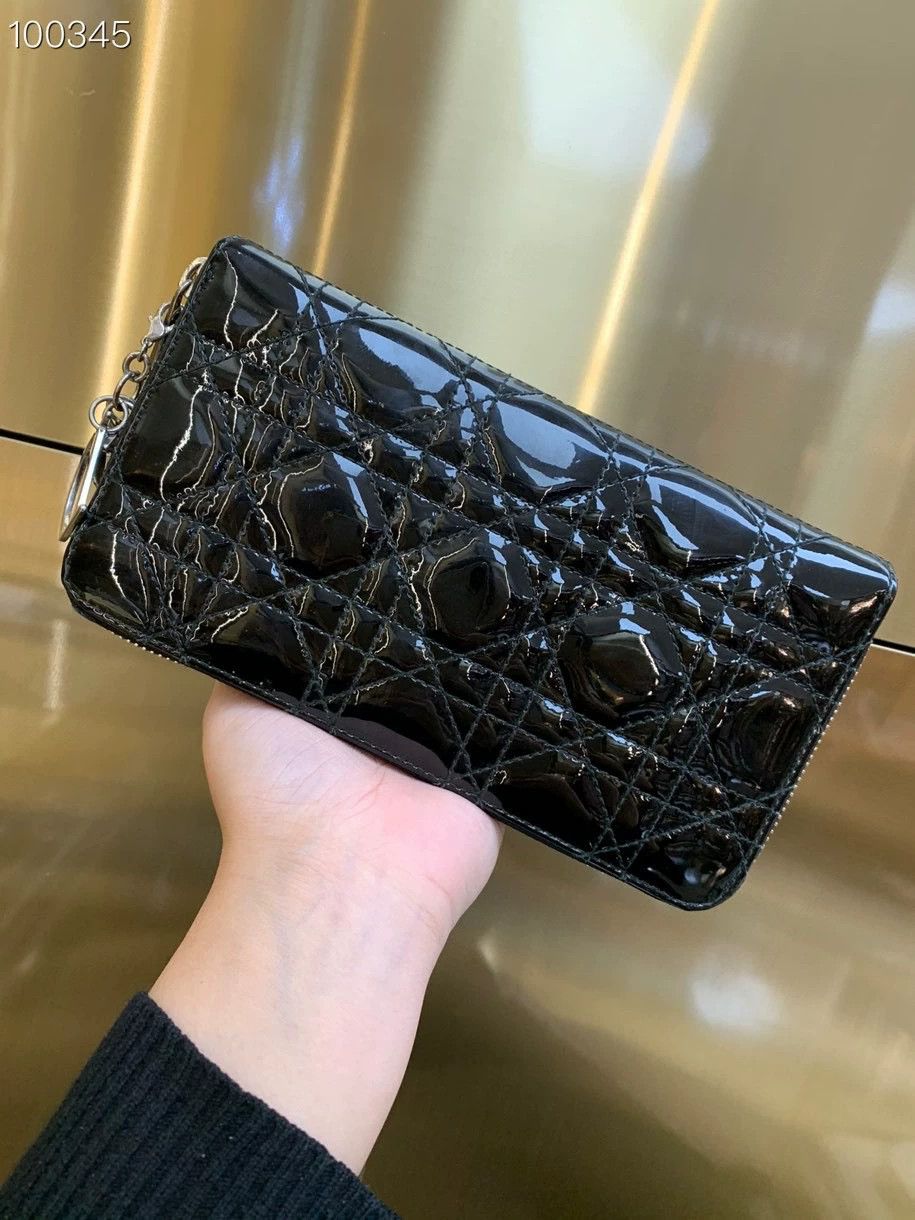 Dior Dior Patent Leather Black Gold Wallet Size ONE SIZE - 2 Thumbnail
