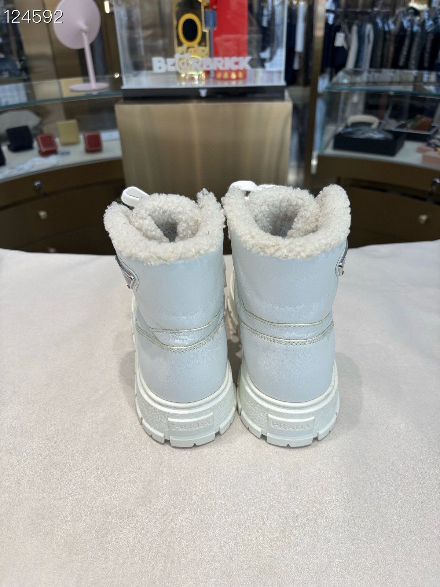 Prada Prada High-Top Logo Fur Women's Sneakers Size US 7 / IT 37 - 4 Thumbnail