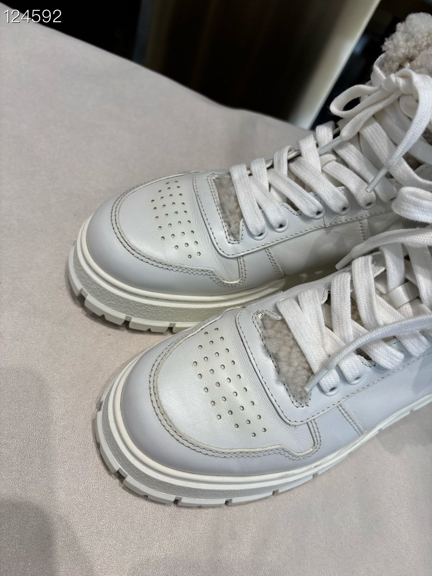 Prada Prada High-Top Logo Fur Women's Sneakers Size US 7 / IT 37 - 2 Thumbnail