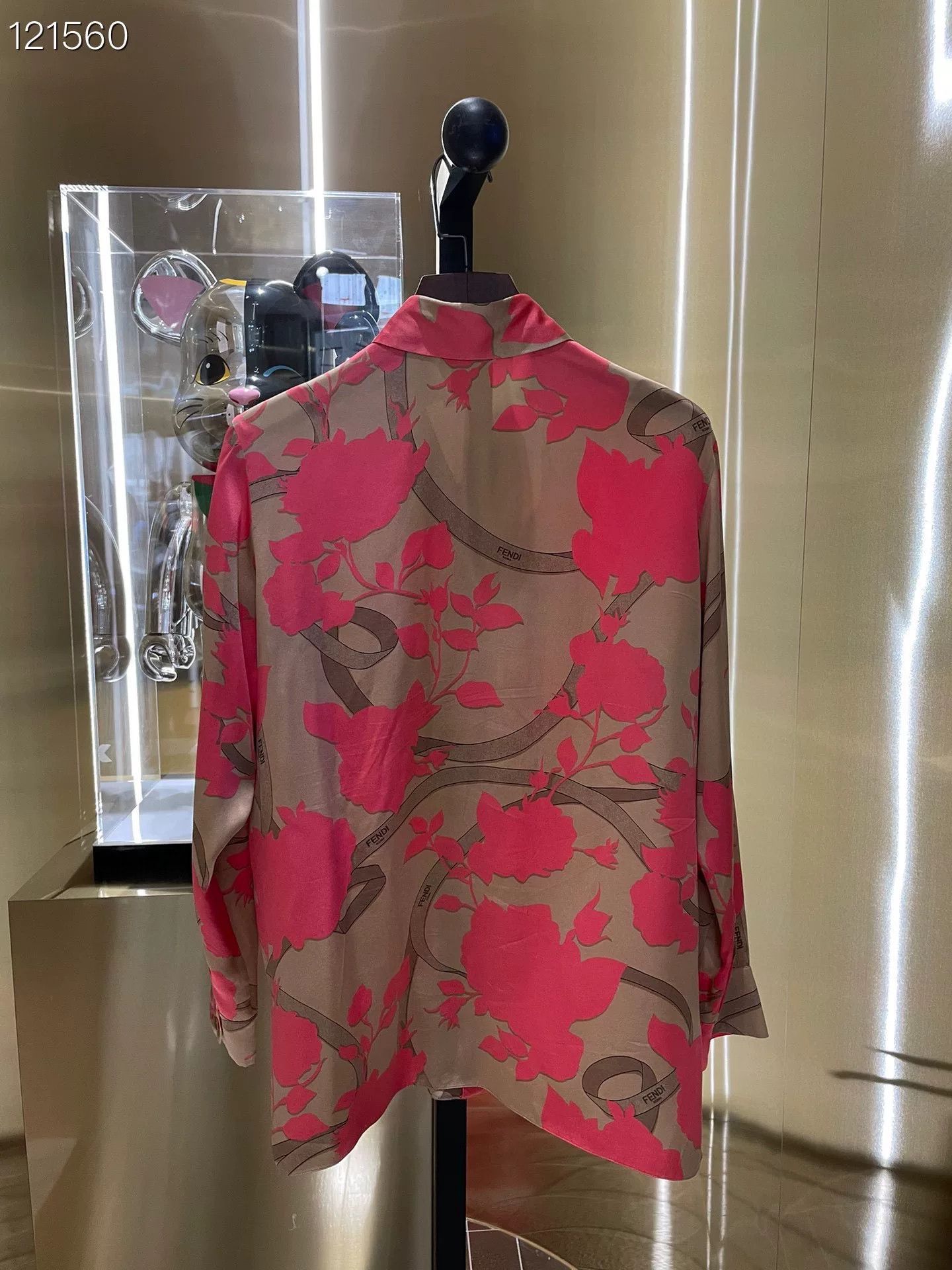 Fendi Fendi 2023 Rose Print Silk Long-Sleeve Shirt Size S / US 4 / IT 40 - 2 Thumbnail