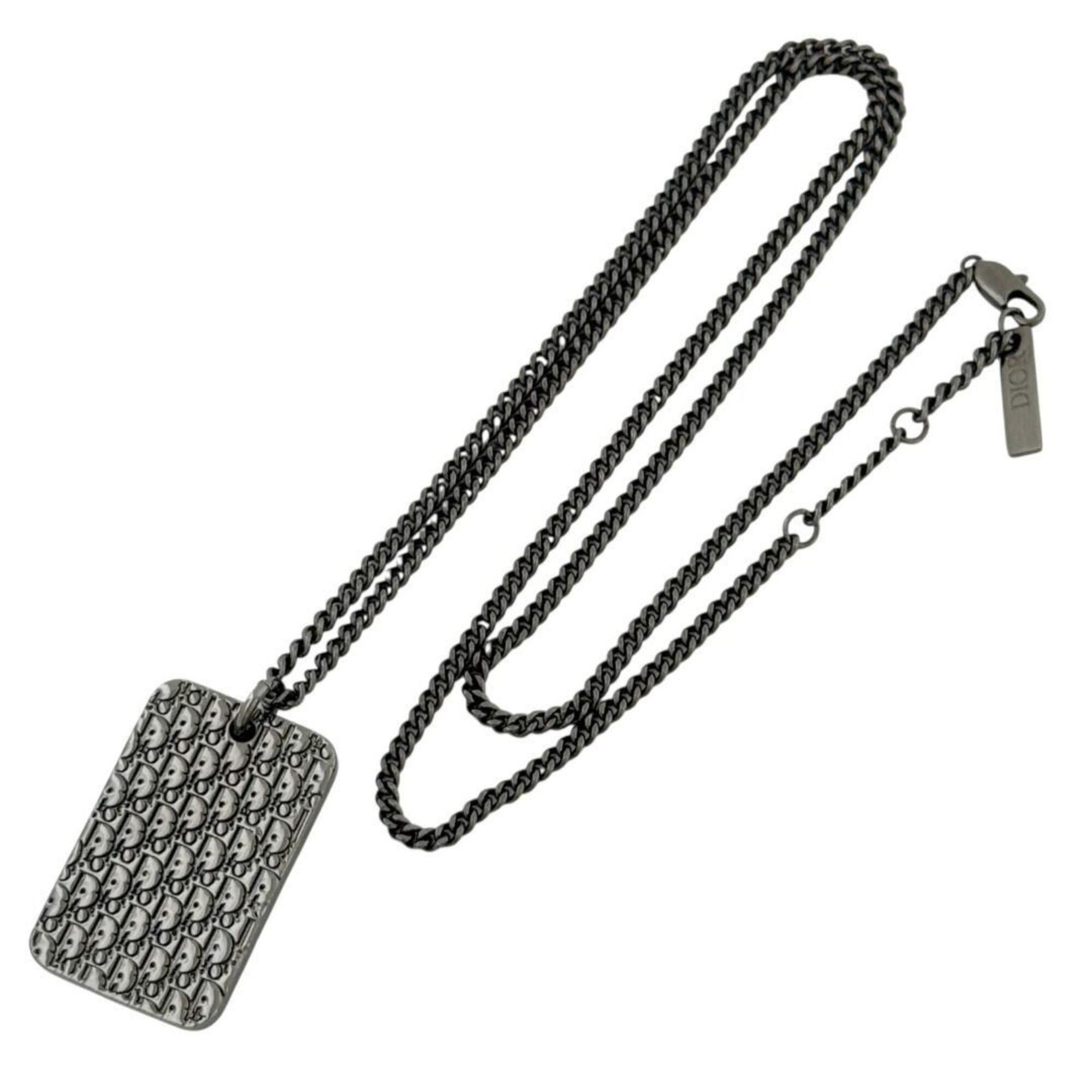 Dior Christian Dior Dior Men's Reversible Pendant Plate Necklace, Gunmetal Size ONE SIZE - 3 Thumbnail