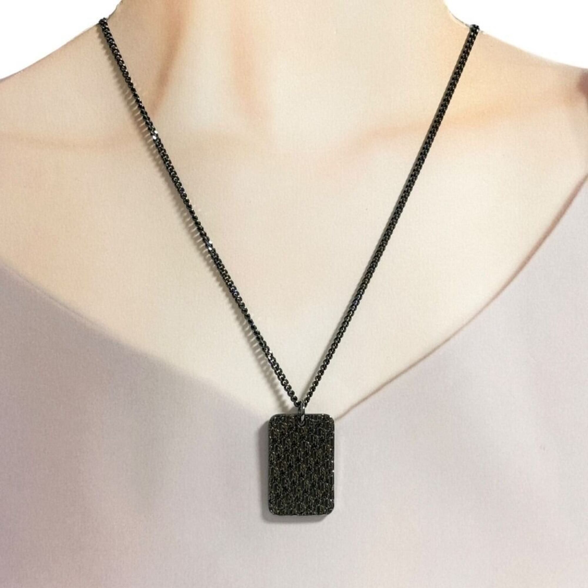 Dior Christian Dior Dior Men's Reversible Pendant Plate Necklace, Gunmetal Size ONE SIZE - 9 Thumbnail