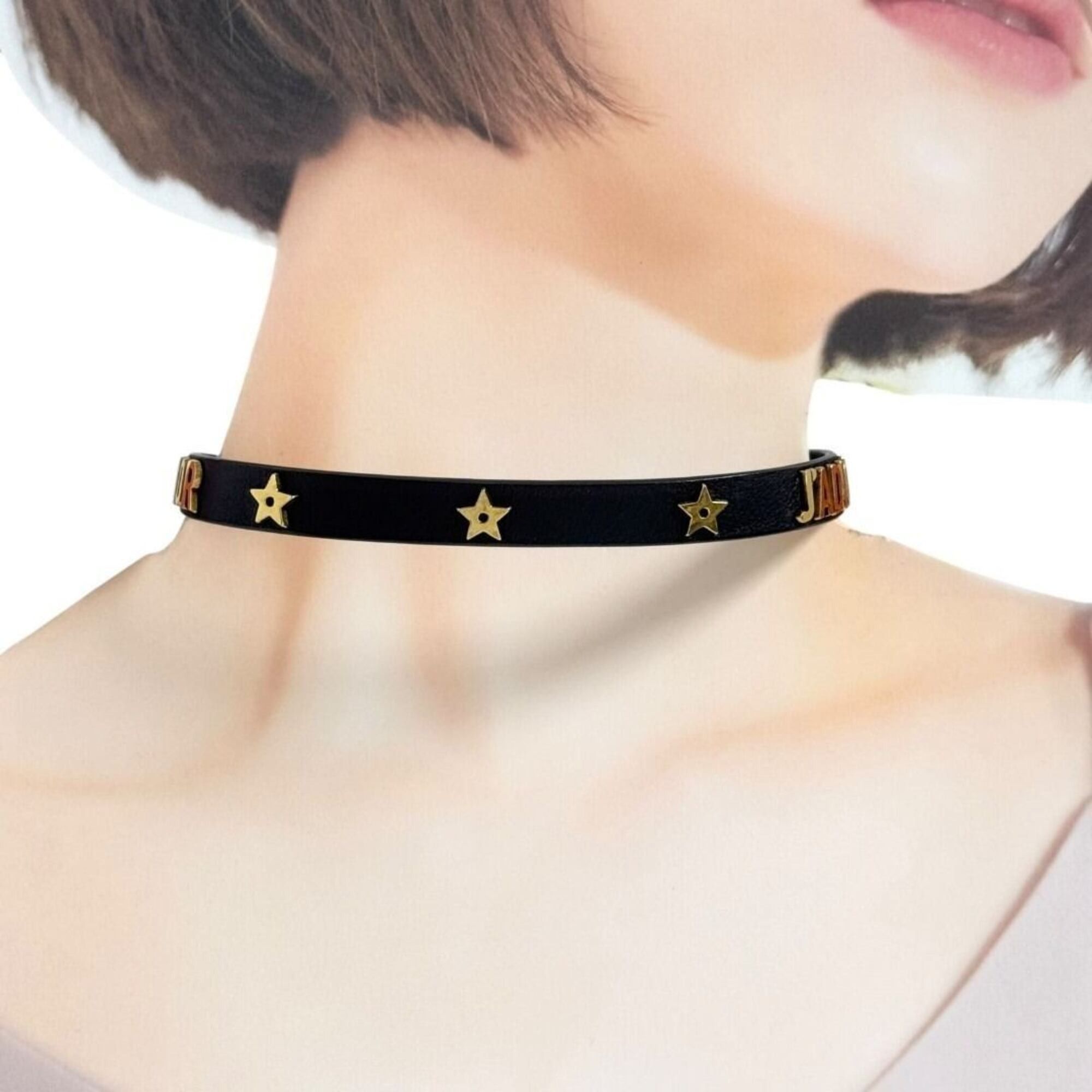 Dior Christian Dior Dior Women's Leather Double Choker Necklace, Black Size ONE SIZE - 10 Thumbnail