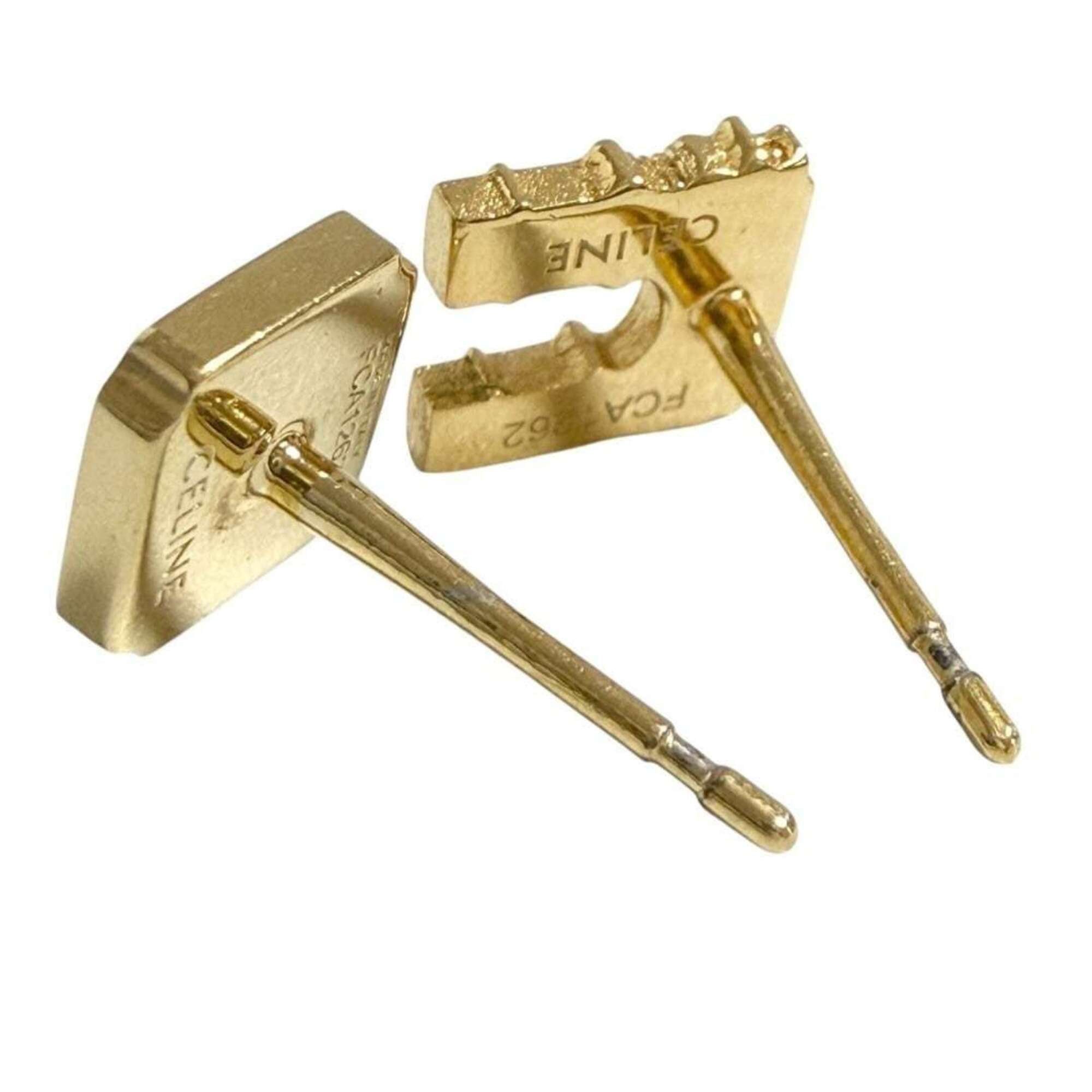 Celine Celine Women's Asymmetrical Stud Earrings, Triomphe, Aftermarket Backs Size ONE SIZE - 5 Thumbnail