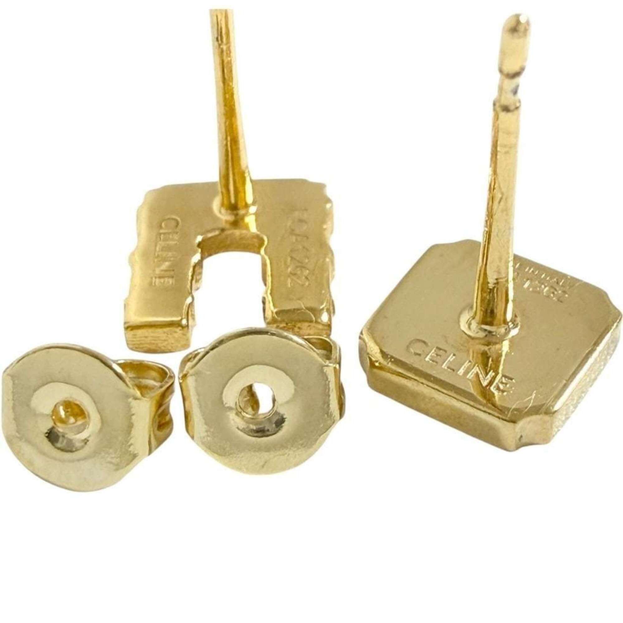 Celine Celine Women's Asymmetrical Stud Earrings, Triomphe, Aftermarket Backs Size ONE SIZE - 4 Thumbnail