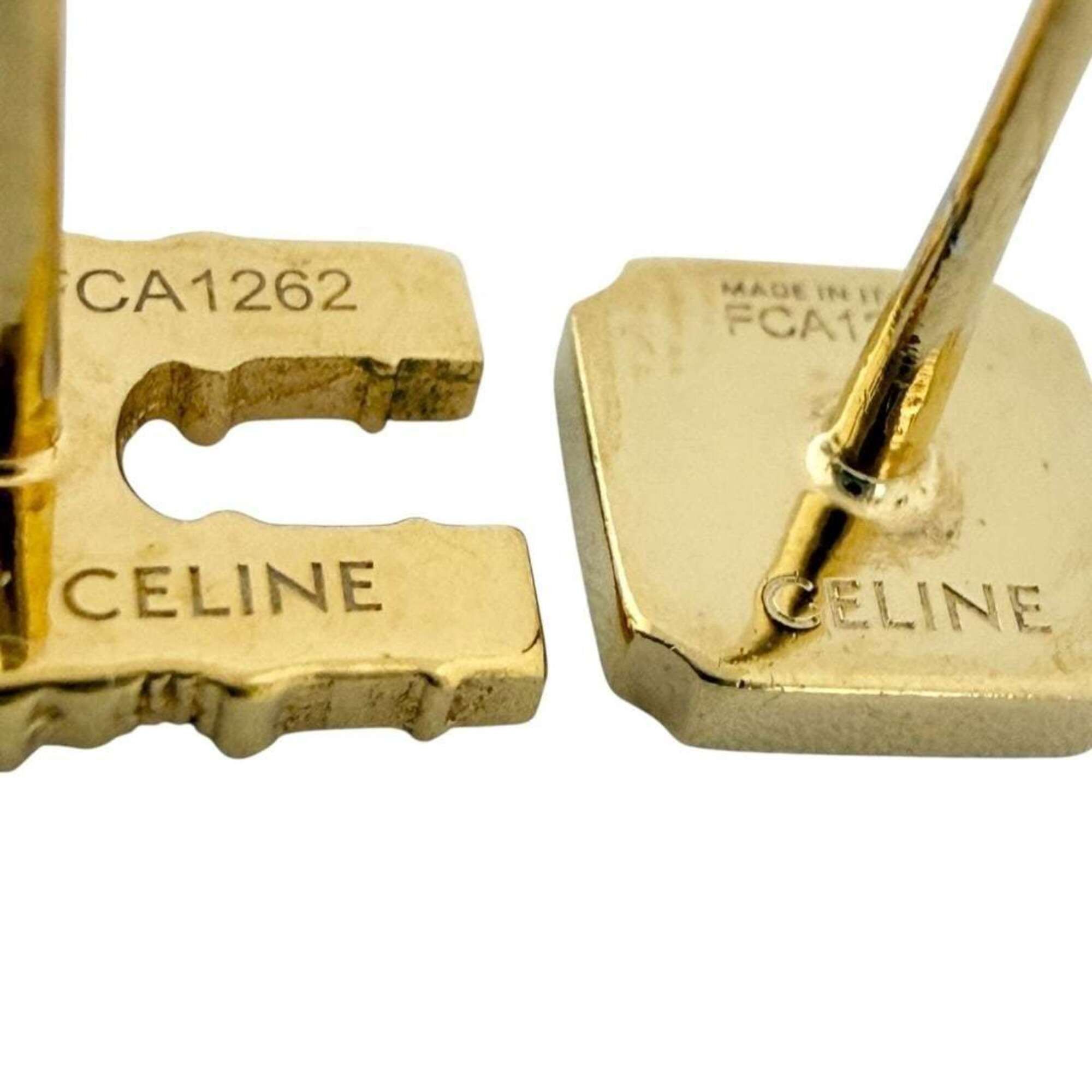 Celine Celine Women's Asymmetrical Stud Earrings, Triomphe, Aftermarket Backs Size ONE SIZE - 7 Thumbnail