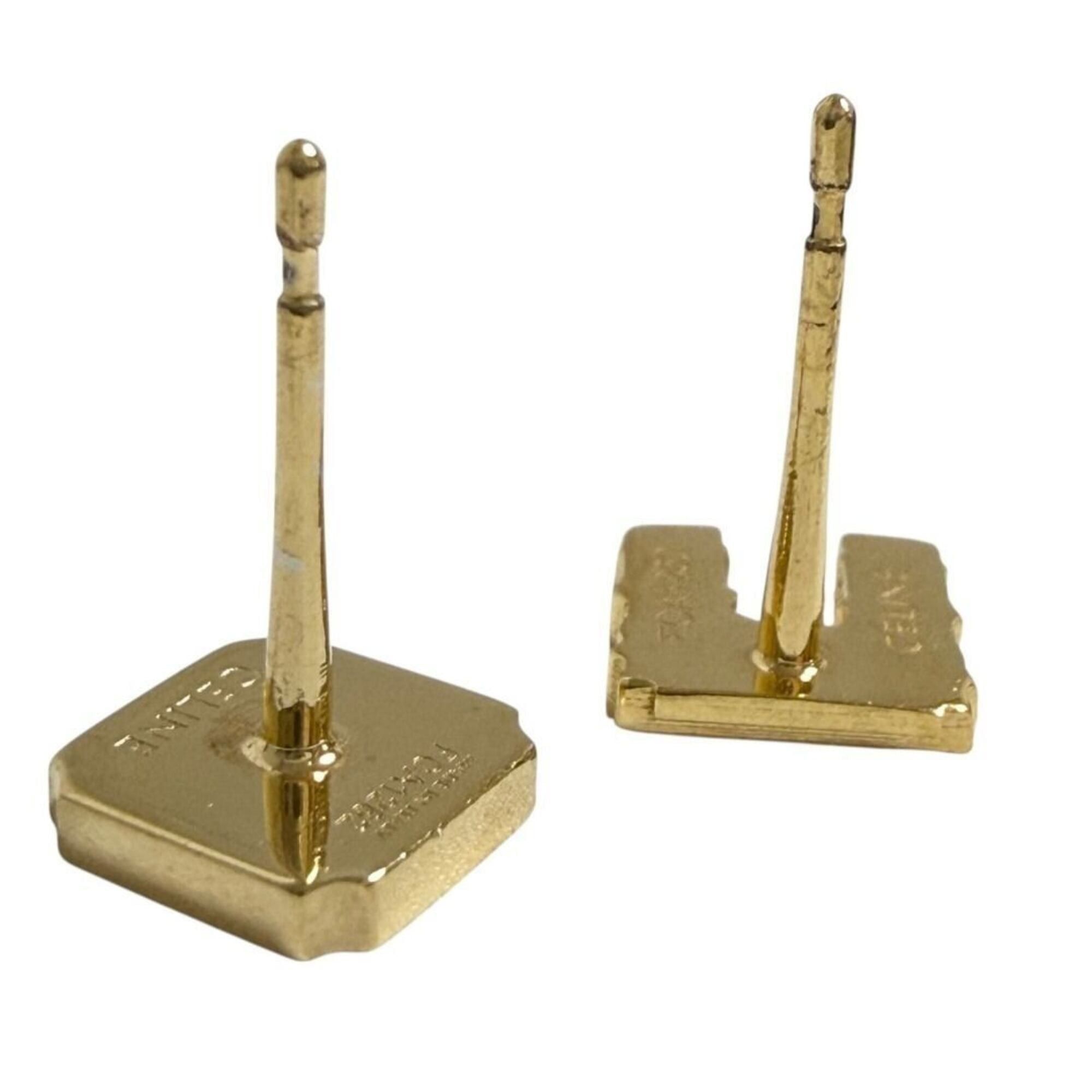 Celine Celine Women's Asymmetrical Stud Earrings, Triomphe, Aftermarket Backs Size ONE SIZE - 6 Thumbnail