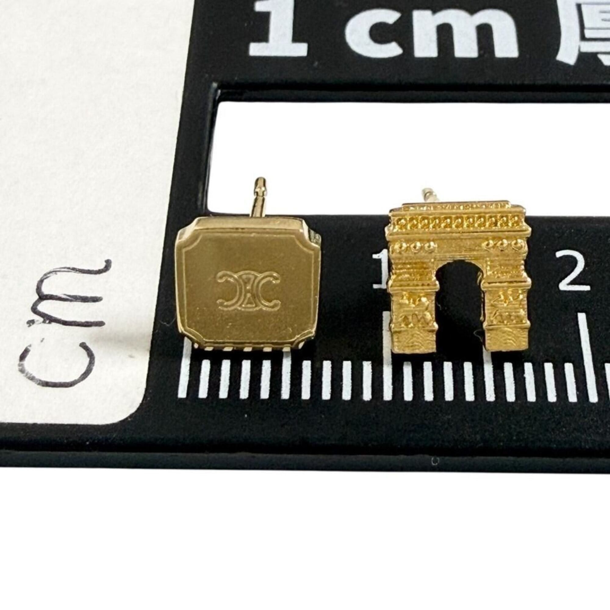 Celine Celine Women's Asymmetrical Stud Earrings, Triomphe, Aftermarket Backs Size ONE SIZE - 8 Thumbnail