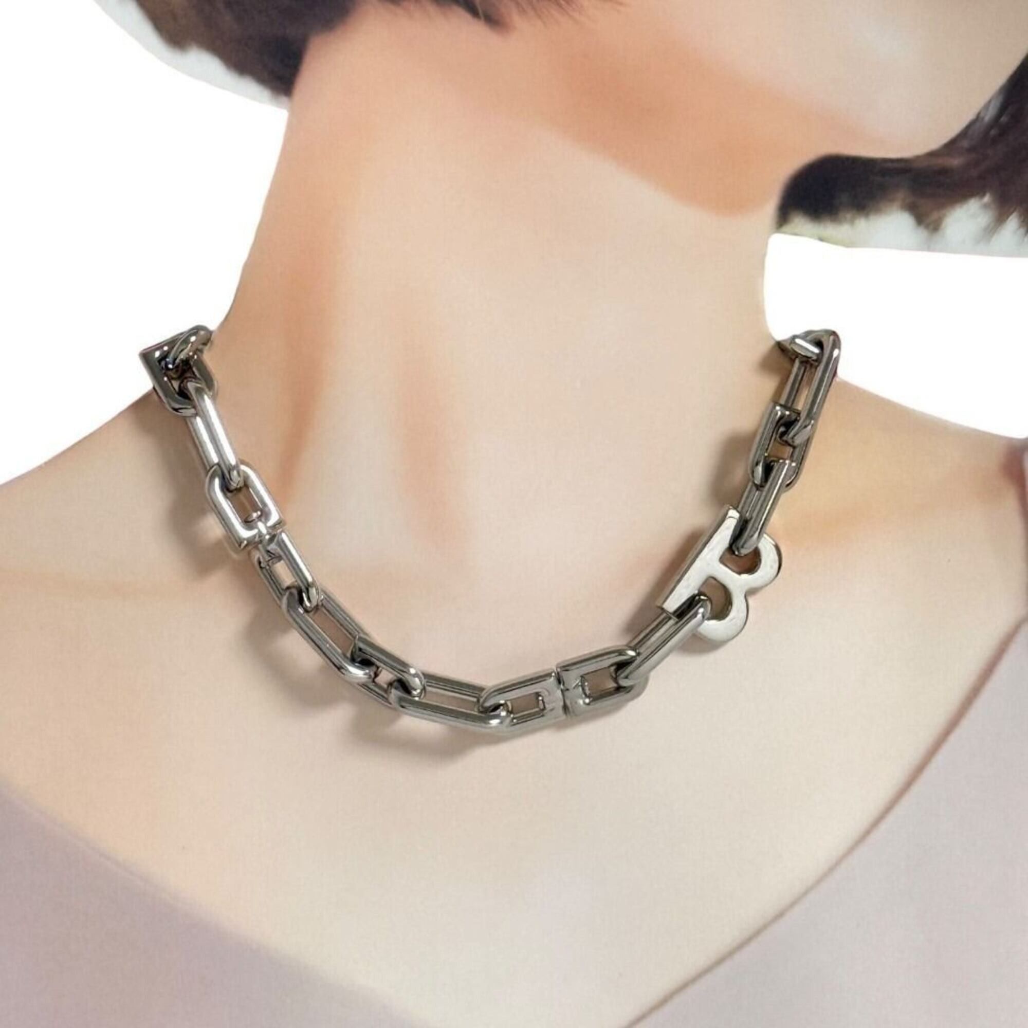 Balenciaga Balenciaga Men's and Women's B Chain Slim Necklace (Short) Size ONE SIZE - 10 Thumbnail