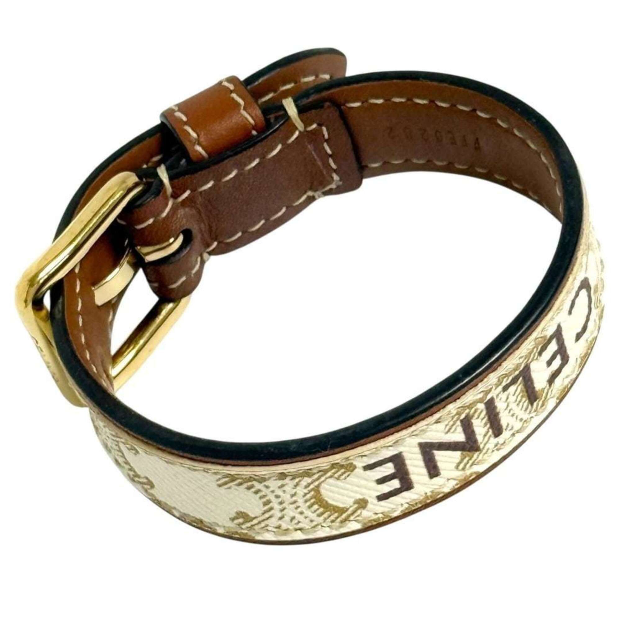 Celine Celine Women's Leather Bracelet, Triomphe, 13.5-15.5cm Size ONE SIZE - 5 Thumbnail