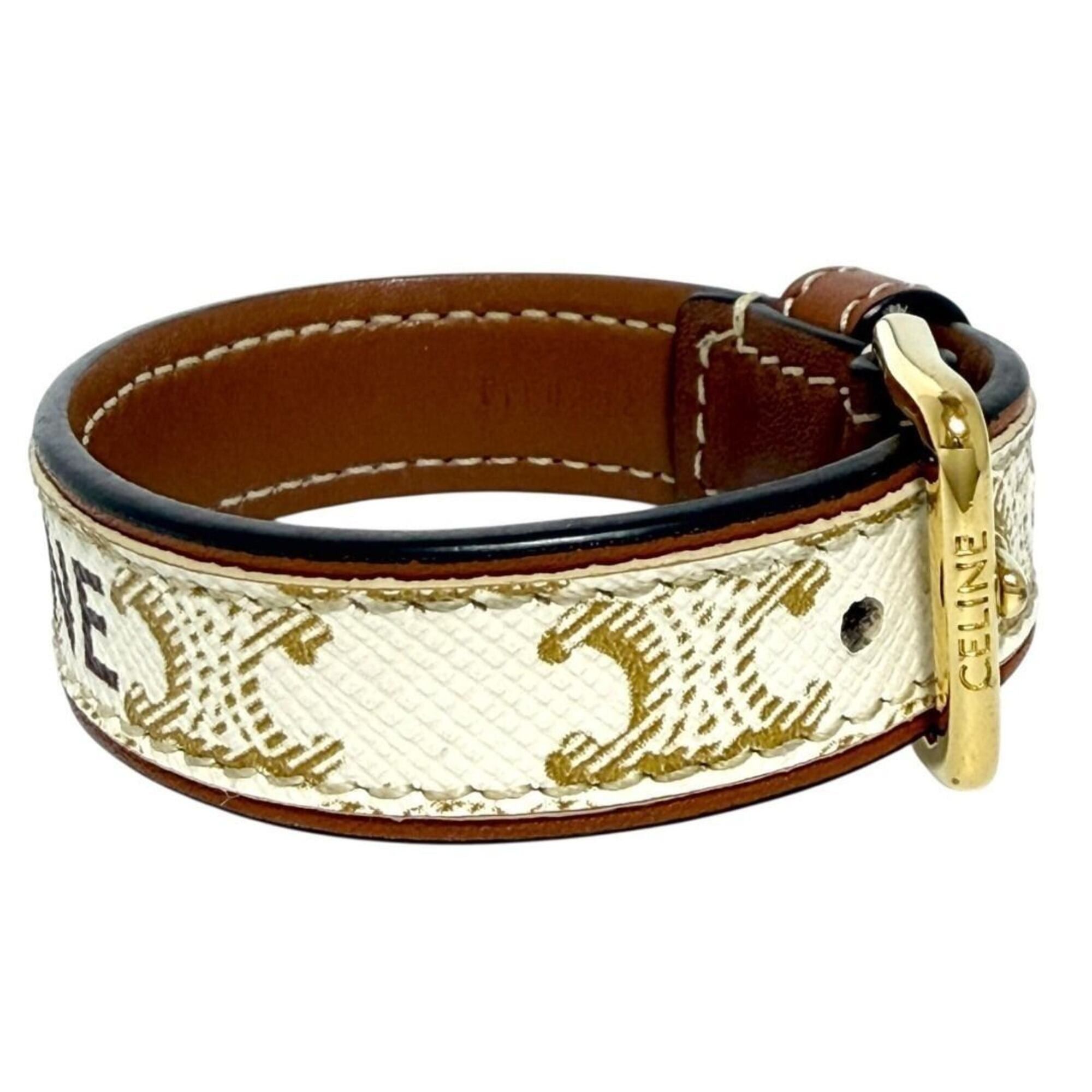Celine Celine Women's Leather Bracelet, Triomphe, 13.5-15.5cm Size ONE SIZE - 3 Thumbnail