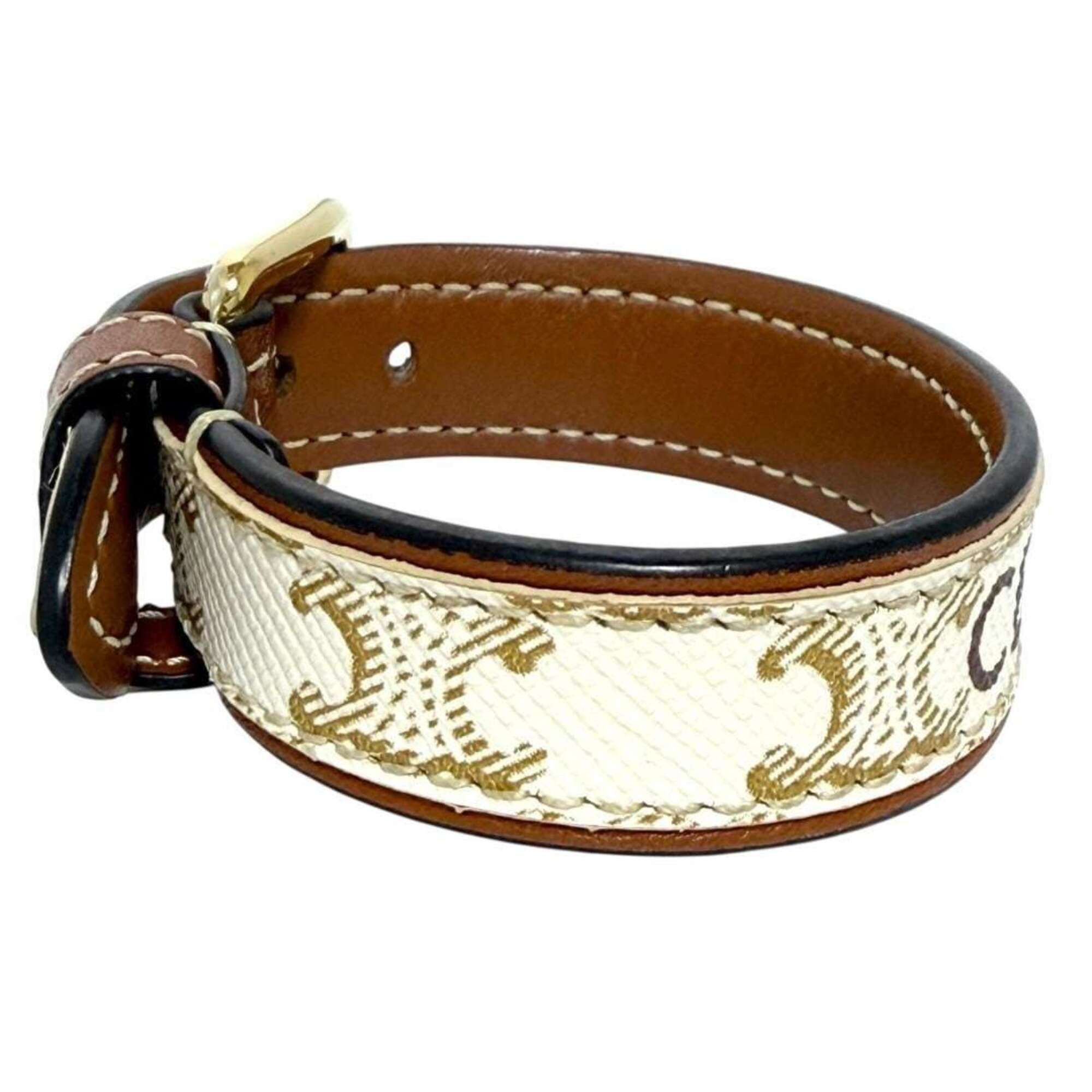 Celine Celine Women's Leather Bracelet, Triomphe, 13.5-15.5cm Size ONE SIZE - 4 Thumbnail