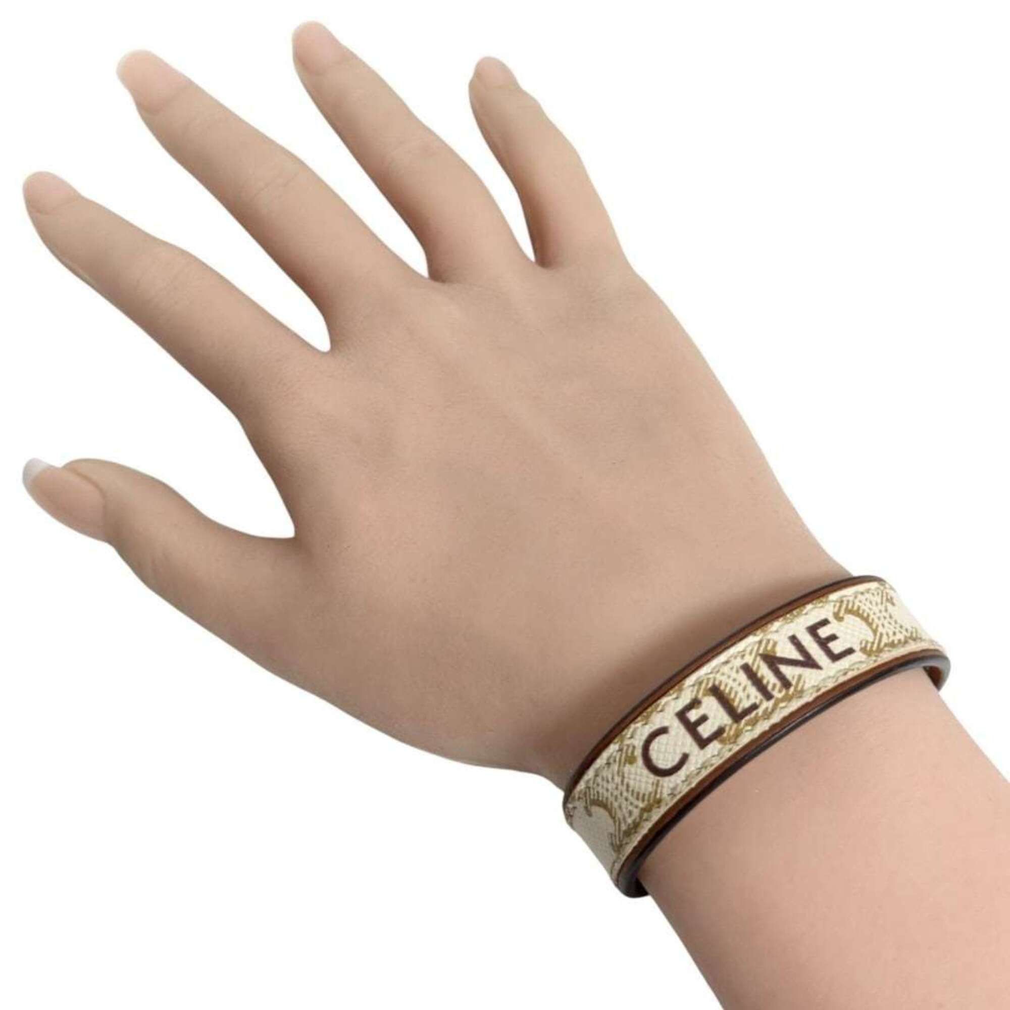 Celine Celine Women's Leather Bracelet, Triomphe, 13.5-15.5cm Size ONE SIZE - 10 Thumbnail