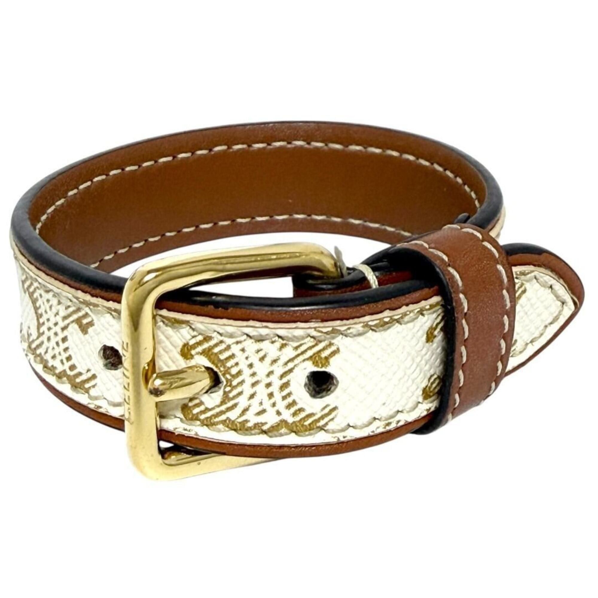 Celine Celine Women's Leather Bracelet, Triomphe, 13.5-15.5cm Size ONE SIZE - 2 Thumbnail