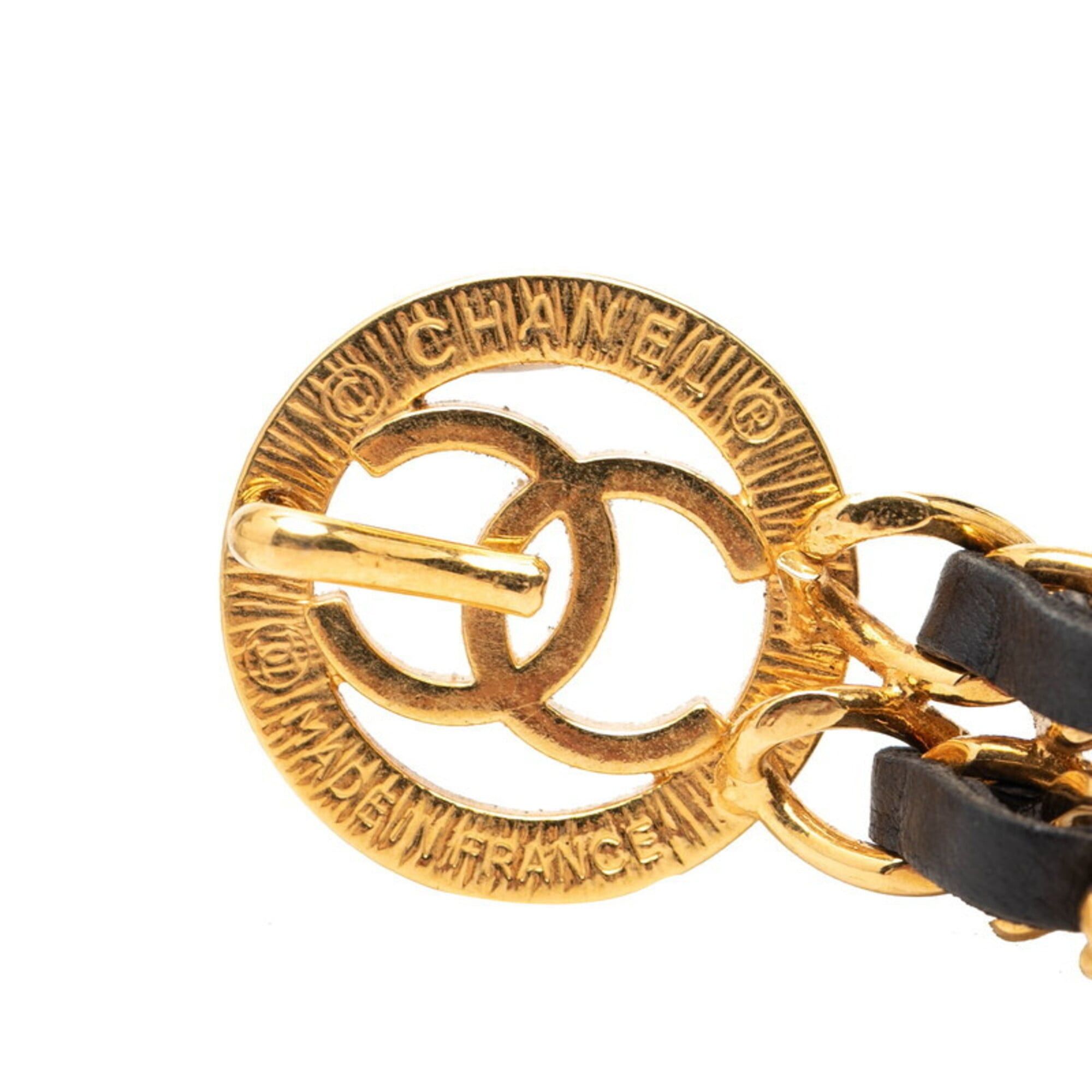 Chanel Chanel Coco Mark Chain Belt, Double Strand, Gold and Black Plated Leather, Women's CHANEL Size ONE SIZE - 3 Thumbnail