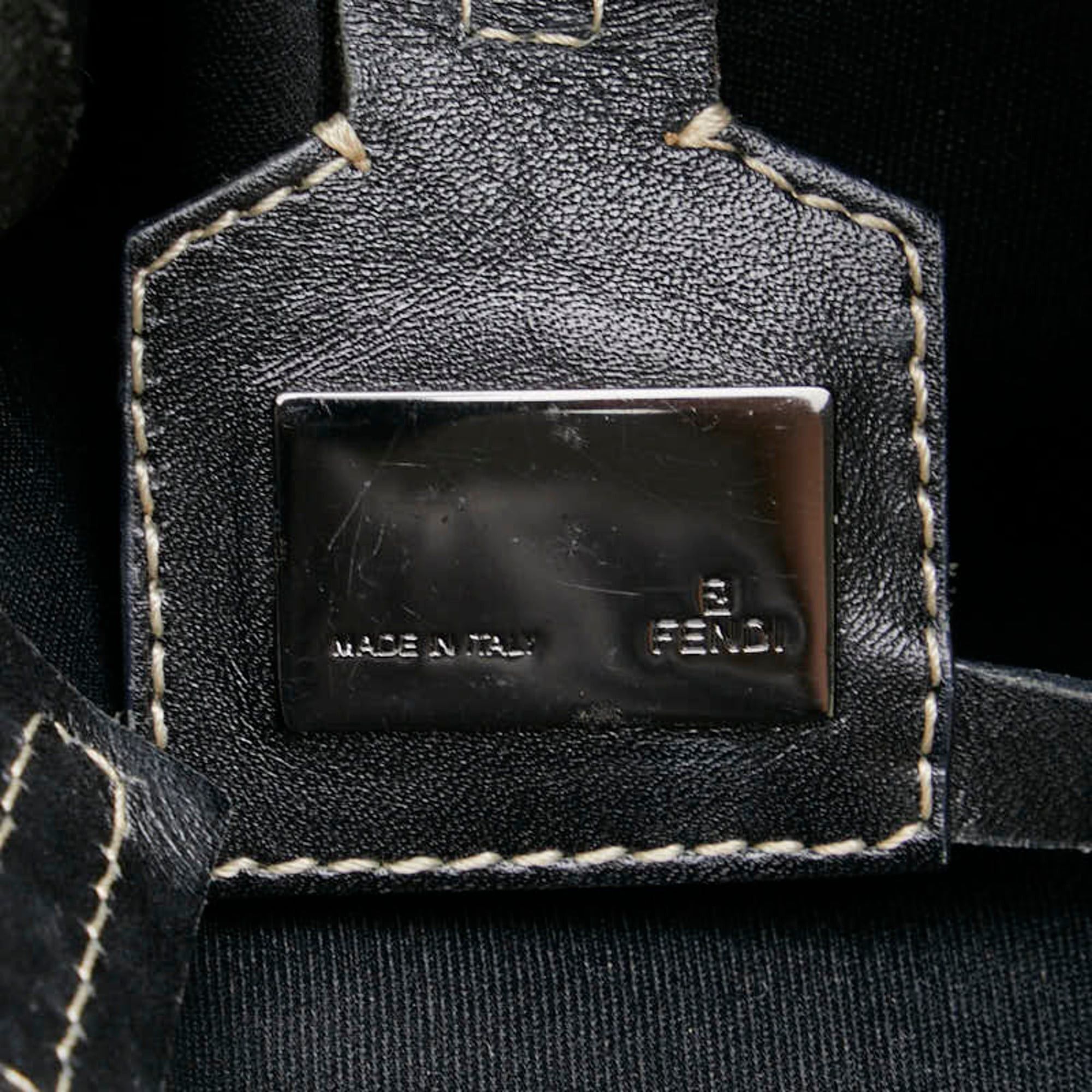 Fendi Fendi Zucchino Handbag 8BH006 Black Canvas Leather Women's FENDI Size ONE SIZE - 12 Thumbnail