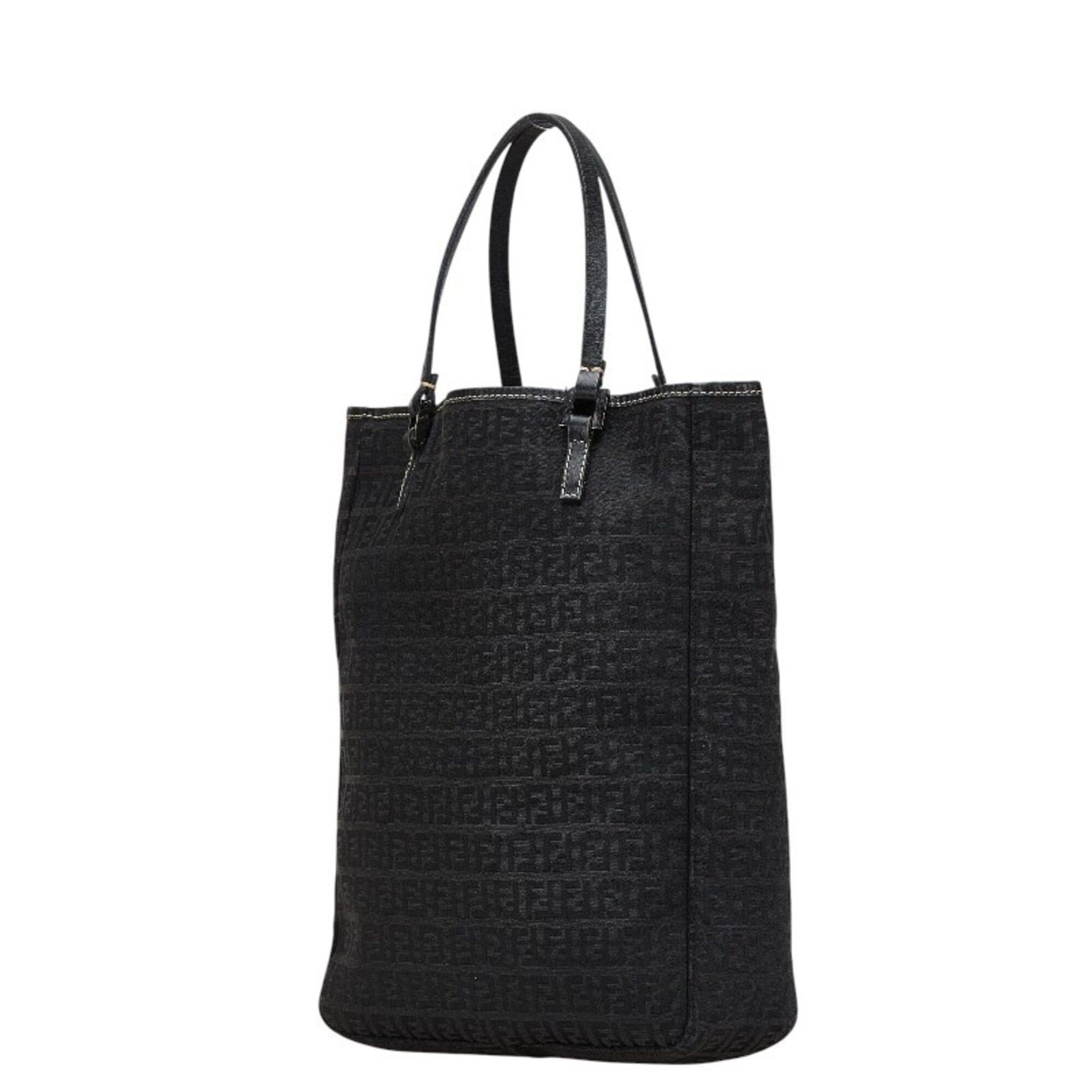 Fendi Fendi Zucchino Handbag 8BH006 Black Canvas Leather Women's FENDI Size ONE SIZE - 2 Thumbnail