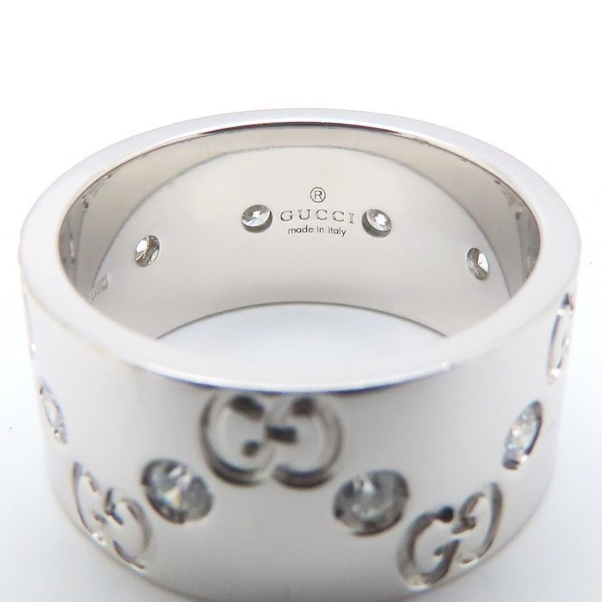 Gucci GUCCI Icon Wide Ring, Diamond Size 11, K18WG, Women's, Item No. 295401 Size ONE SIZE - 7 Thumbnail