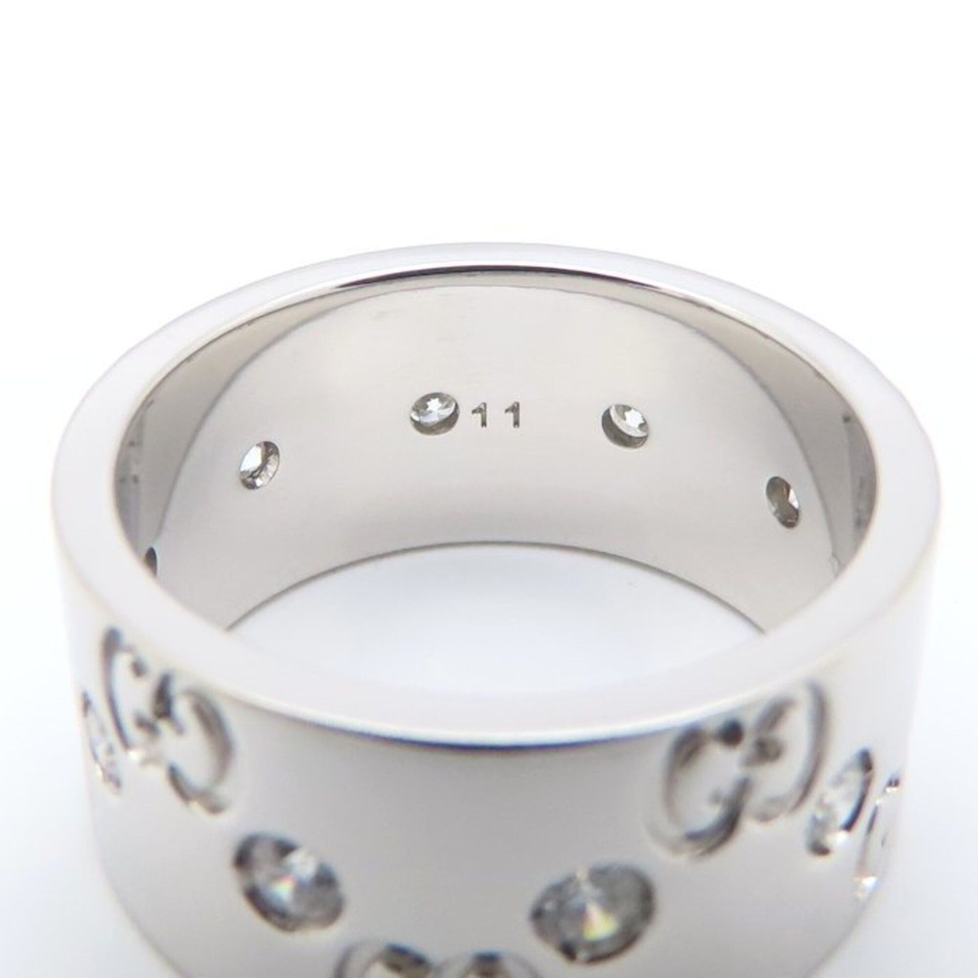 Gucci GUCCI Icon Wide Ring, Diamond Size 11, K18WG, Women's, Item No. 295401 Size ONE SIZE - 6 Thumbnail
