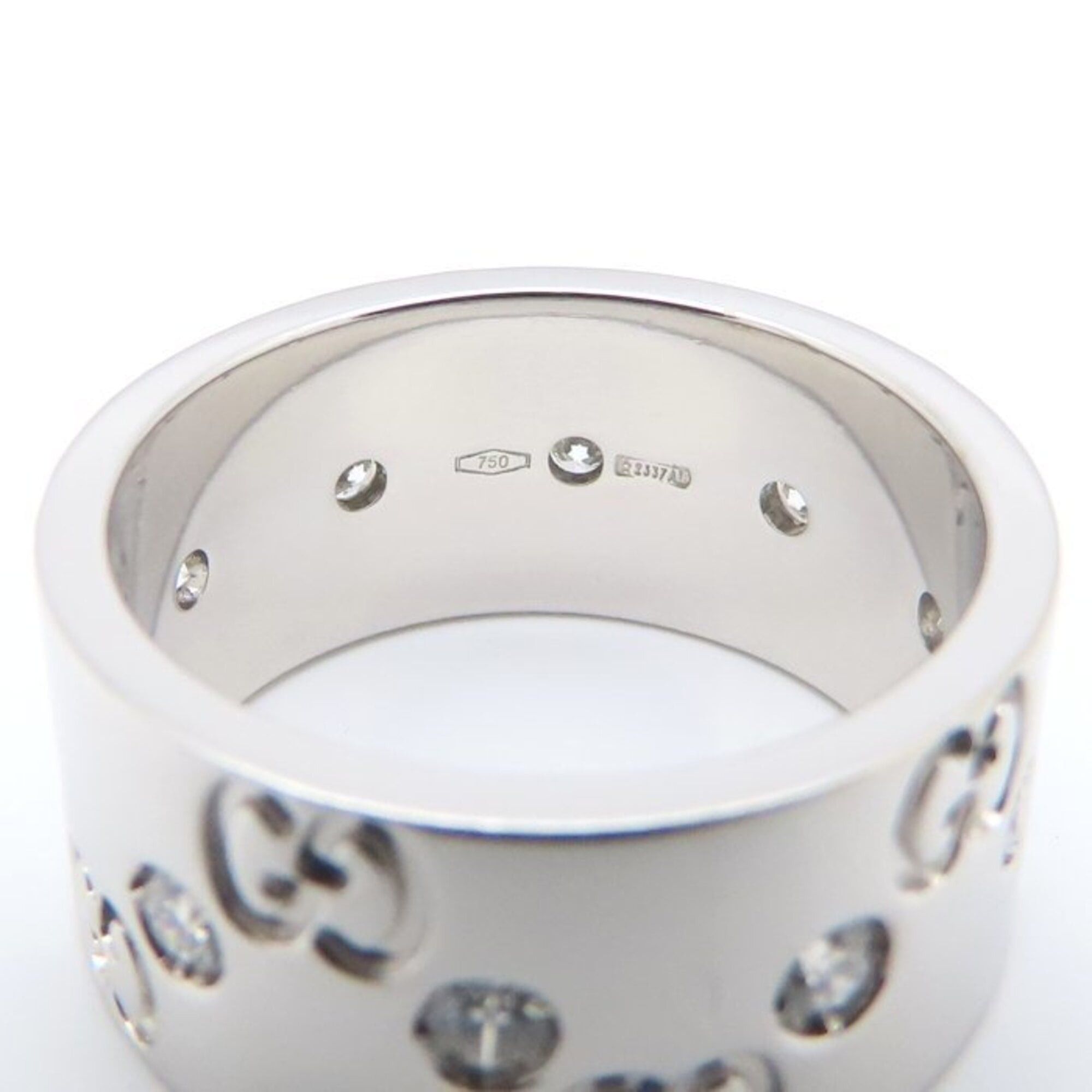 Gucci GUCCI Icon Wide Ring, Diamond Size 11, K18WG, Women's, Item No. 295401 Size ONE SIZE - 8 Thumbnail