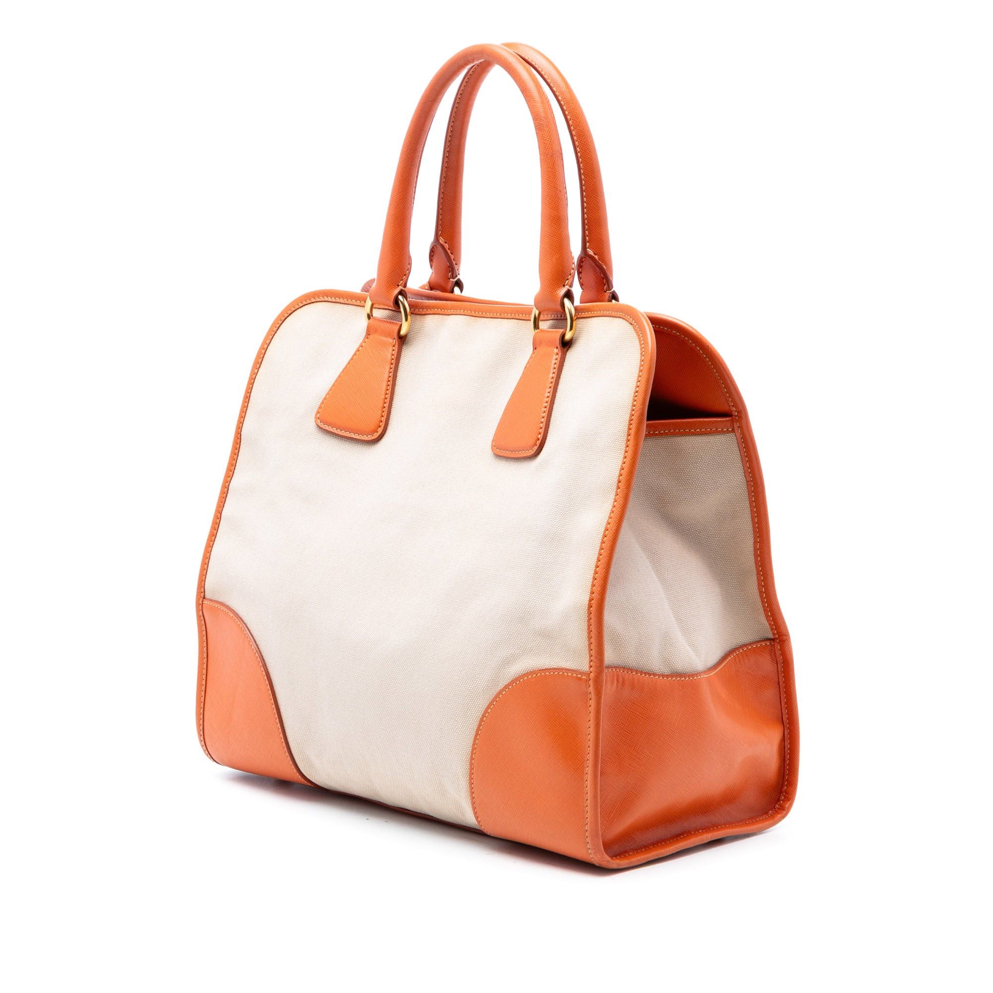 Prada Saffiano Trimmed Canvas Canapa Satchel Size ONE SIZE - 2 Thumbnail
