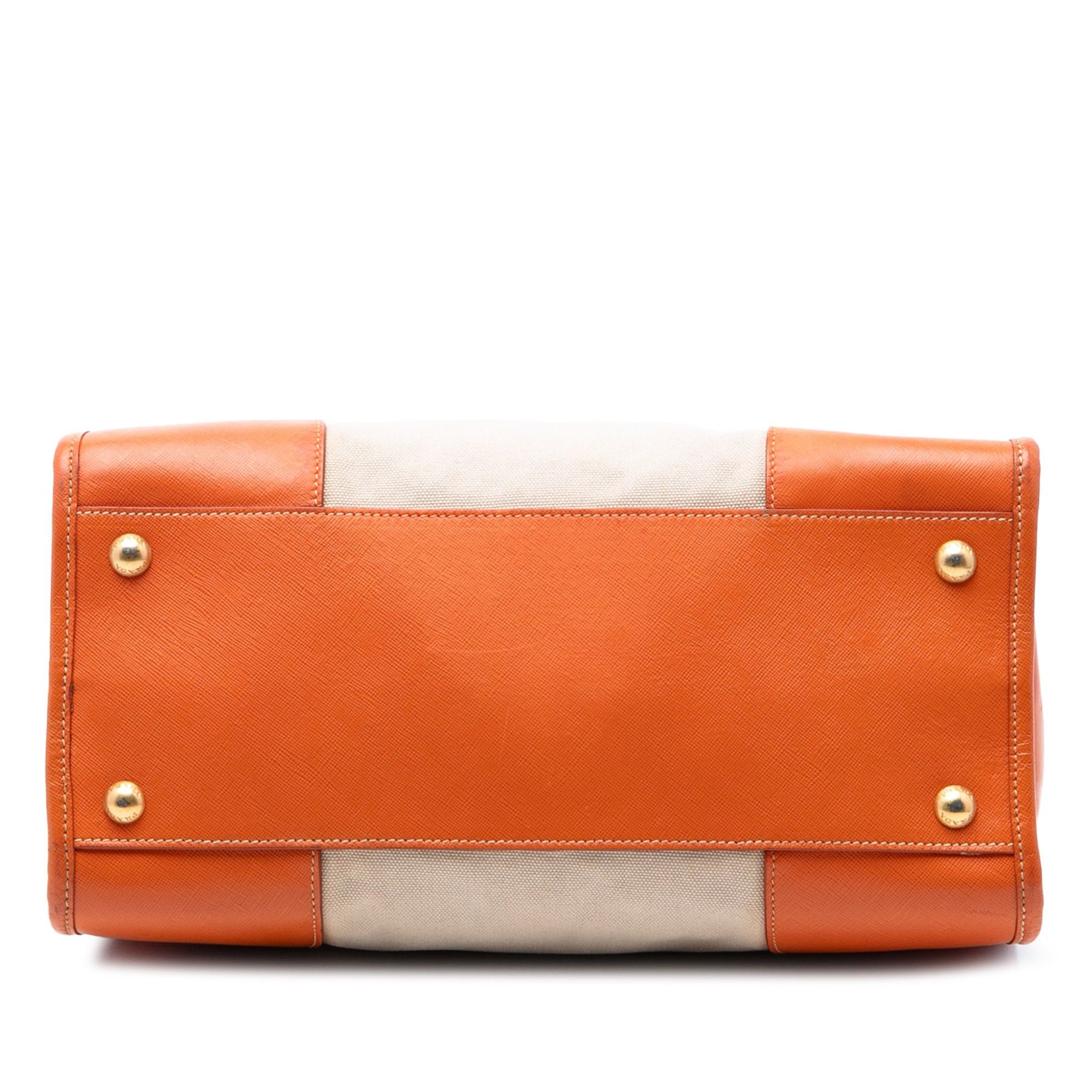 Prada Saffiano Trimmed Canvas Canapa Satchel Size ONE SIZE - 3 Thumbnail