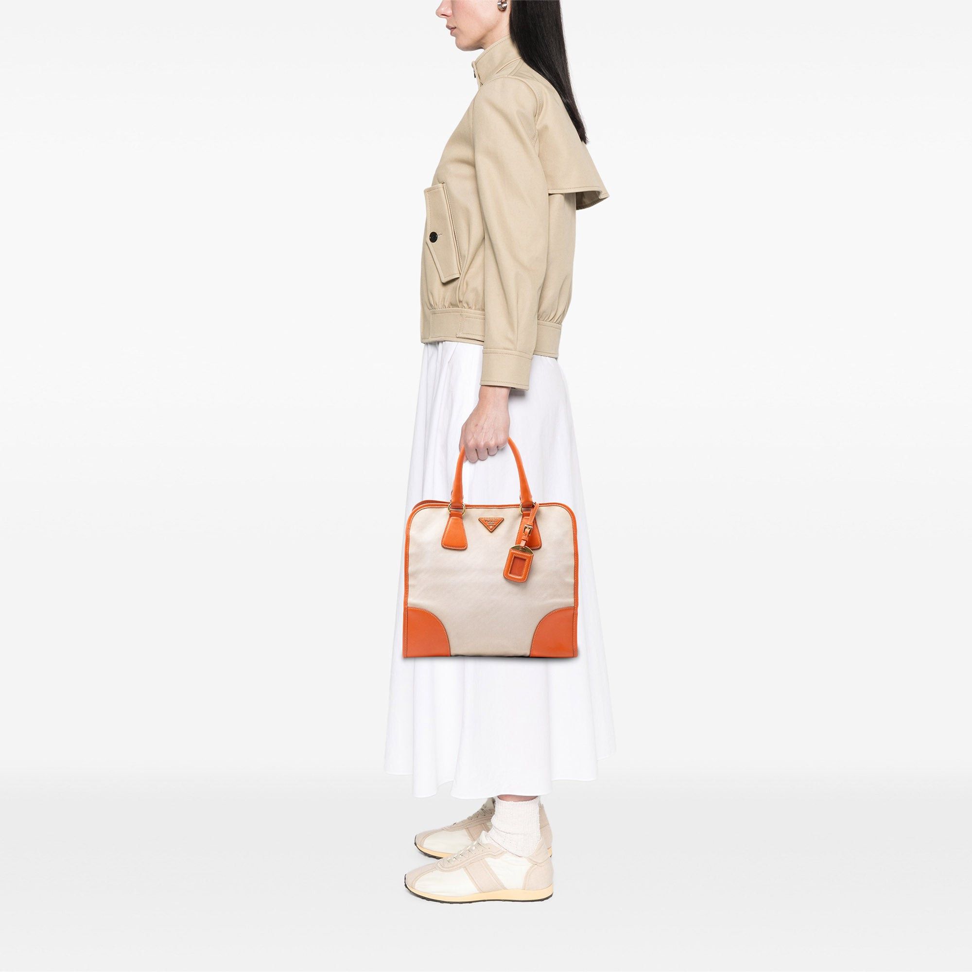 Prada Saffiano Trimmed Canvas Canapa Satchel Size ONE SIZE - 7 Thumbnail