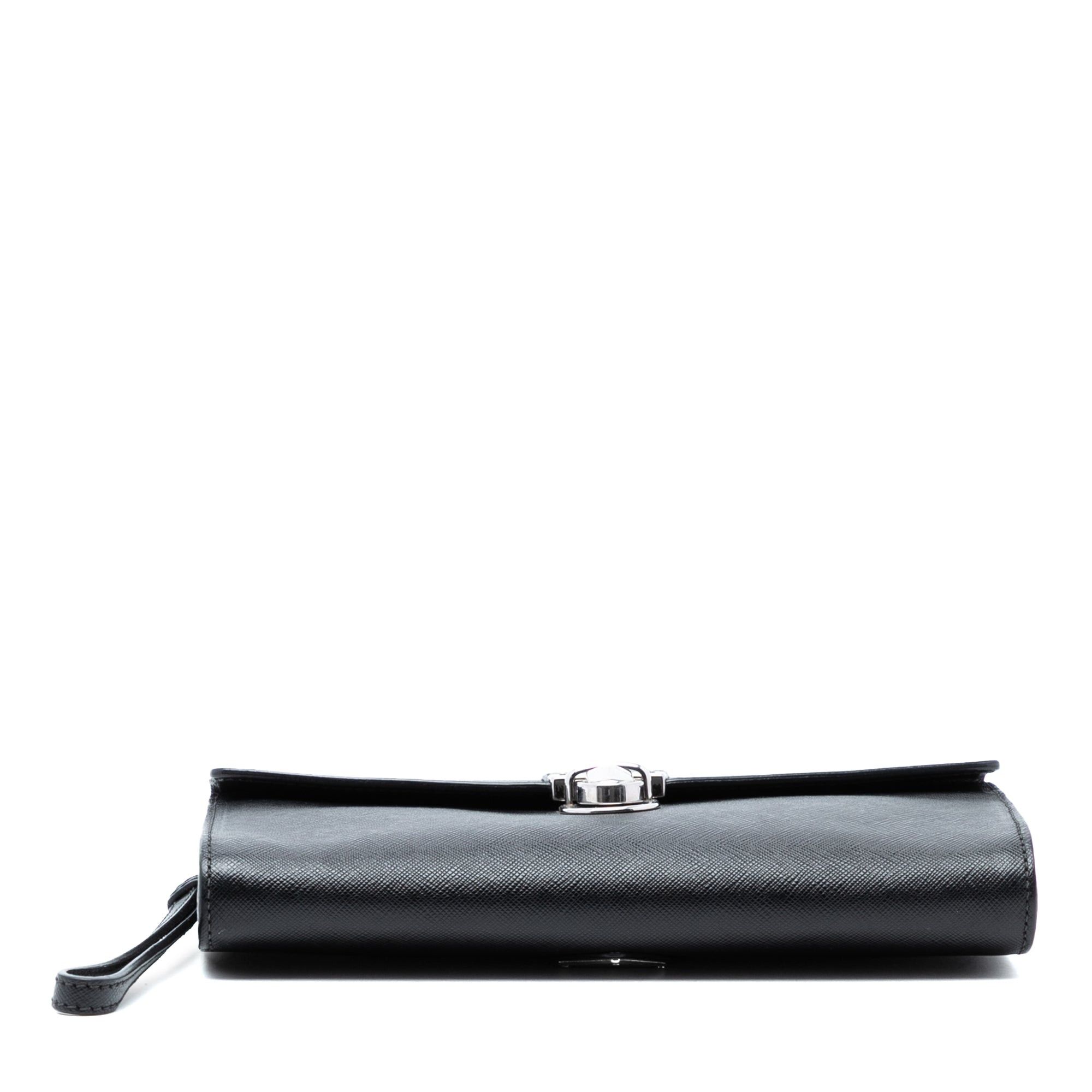 Prada Saffiano Envelope Push Lock Clutch Size ONE SIZE - 3 Thumbnail