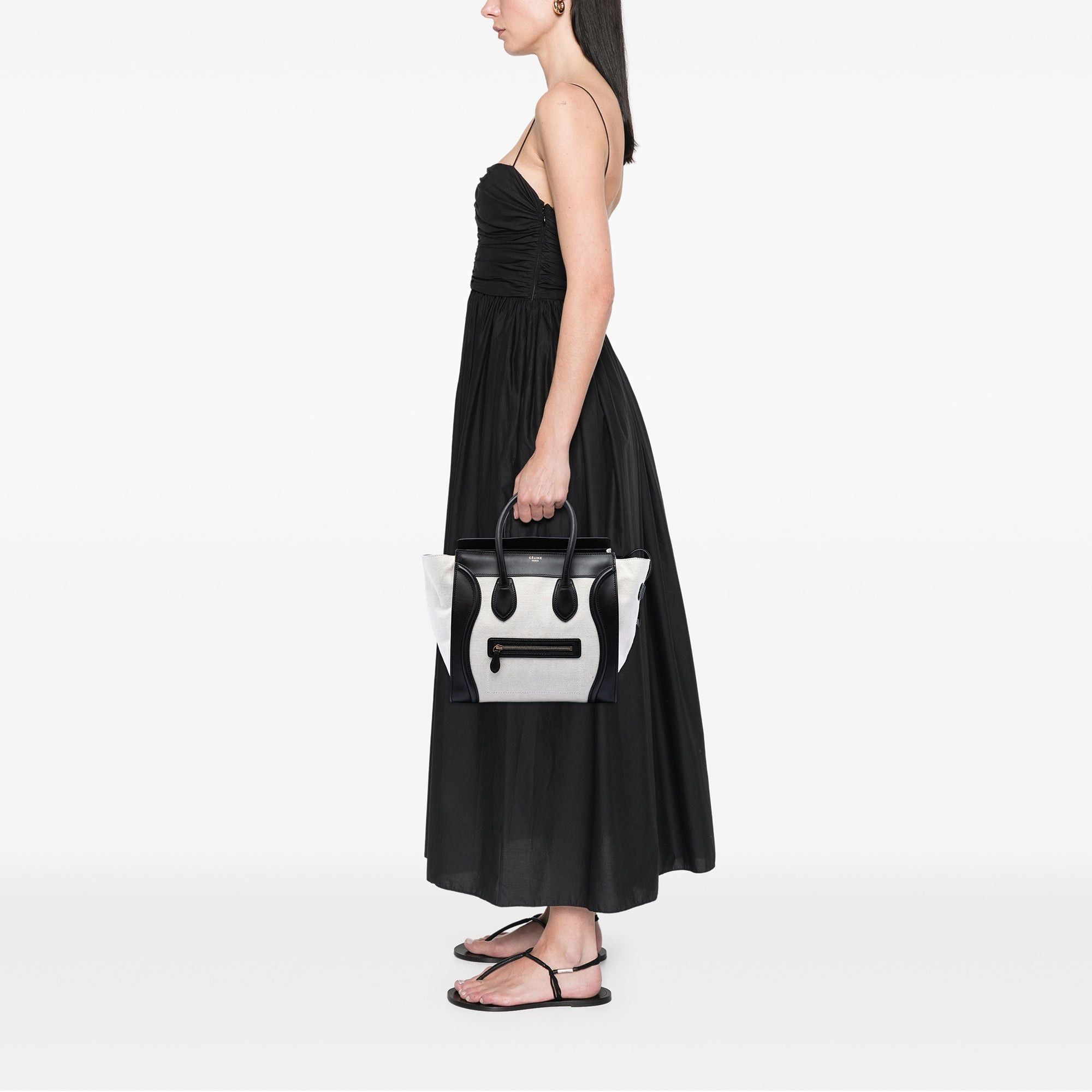 Celine Mini Bicolor Canvas and Leather Luggage Tote Size ONE SIZE - 7 Thumbnail
