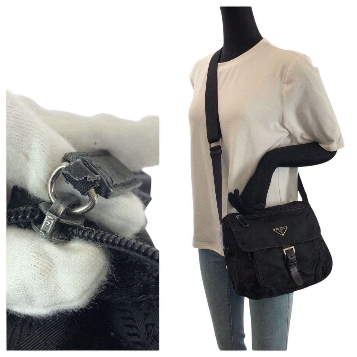 Prada Prada Prada Tessuto Nylon Leather Shoulder Bag Textile Shoulder Bag DUTY FREE for USA Size ONE SIZE - 7 Thumbnail