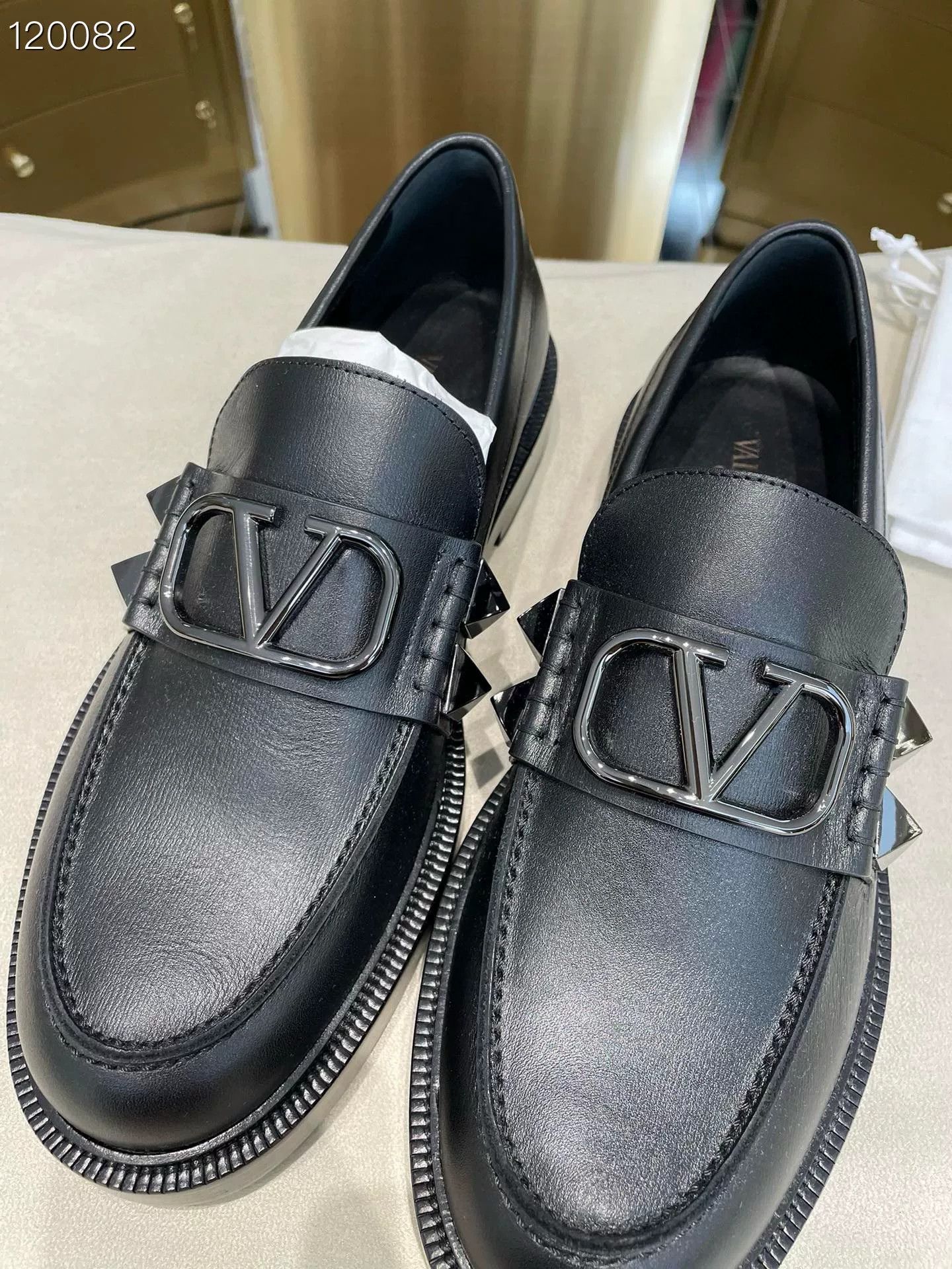 Valentino Valentino Men's Black Rivet Casual Business Shoes Size US 7.5 / EU 40-41 - 4 Thumbnail