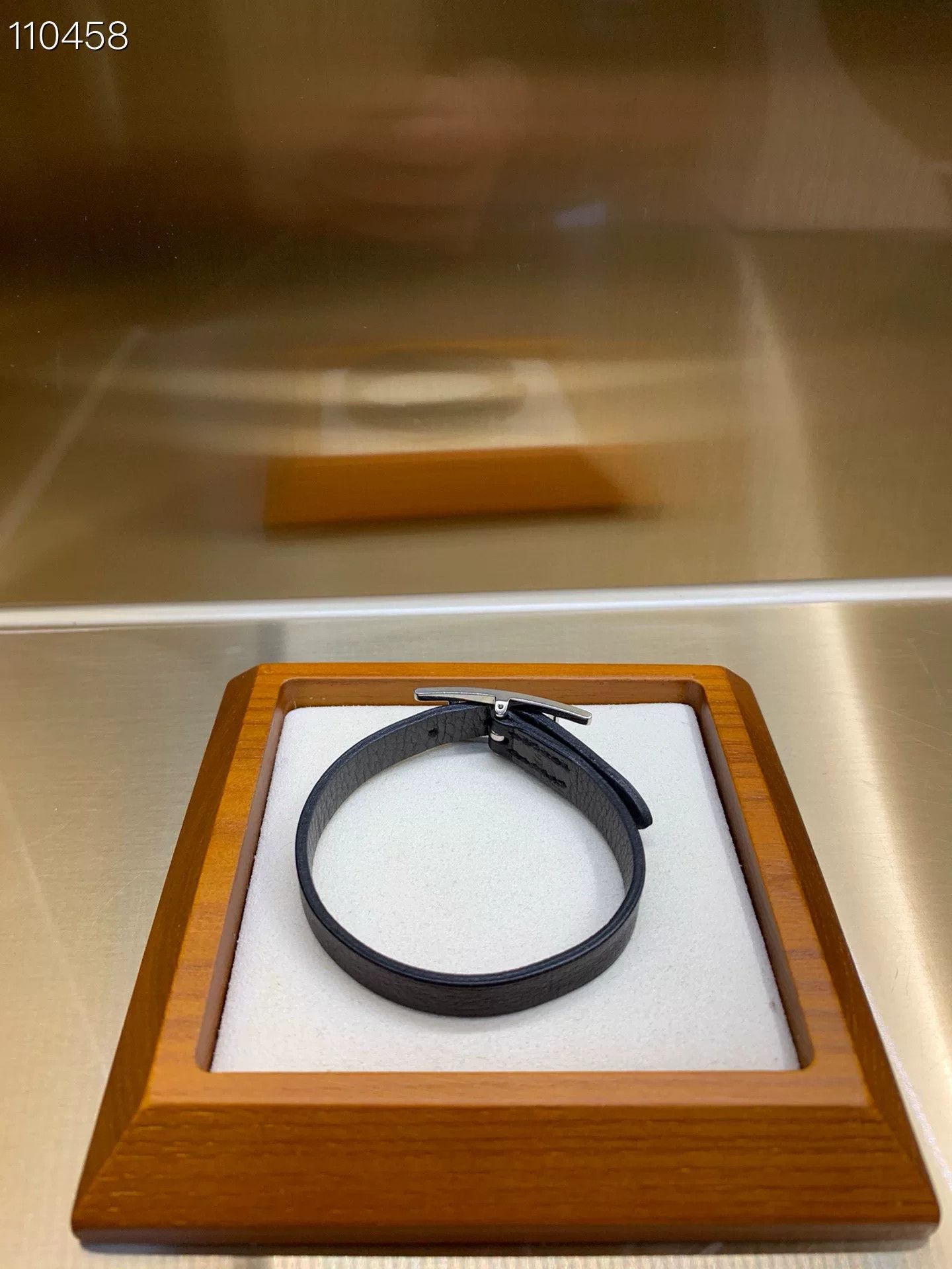 Hermes Hermès Black Silver Leather Bracelet Size ONE SIZE - 2 Thumbnail