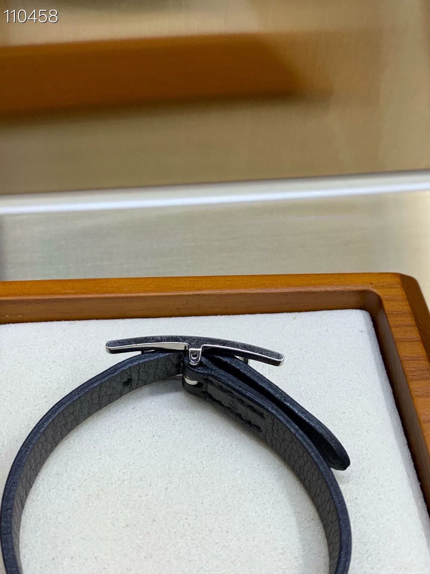 Hermes Hermès Black Silver Leather Bracelet Size ONE SIZE - 3 Thumbnail