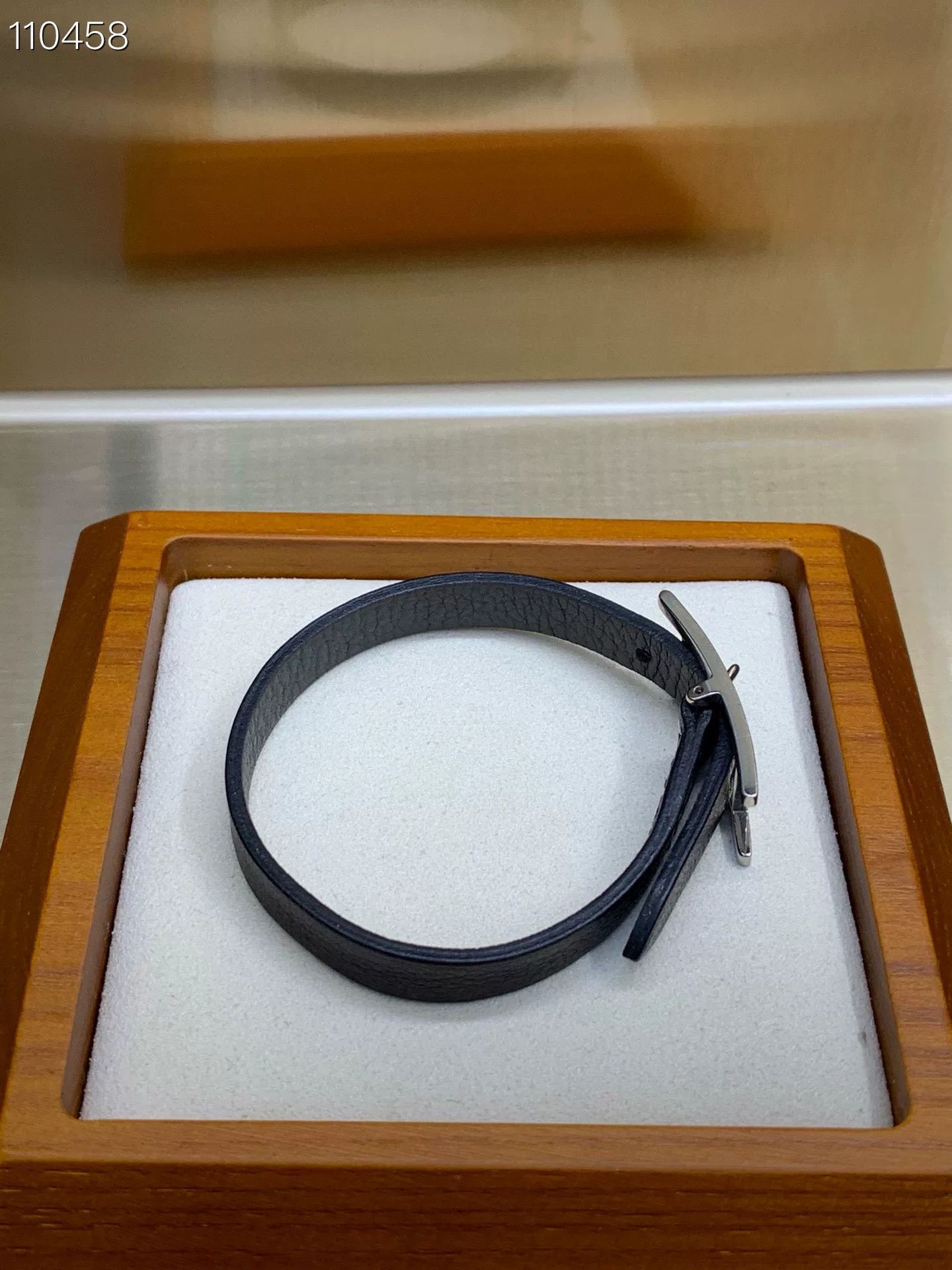 Hermes Hermès Black Silver Leather Bracelet Size ONE SIZE - 4 Thumbnail