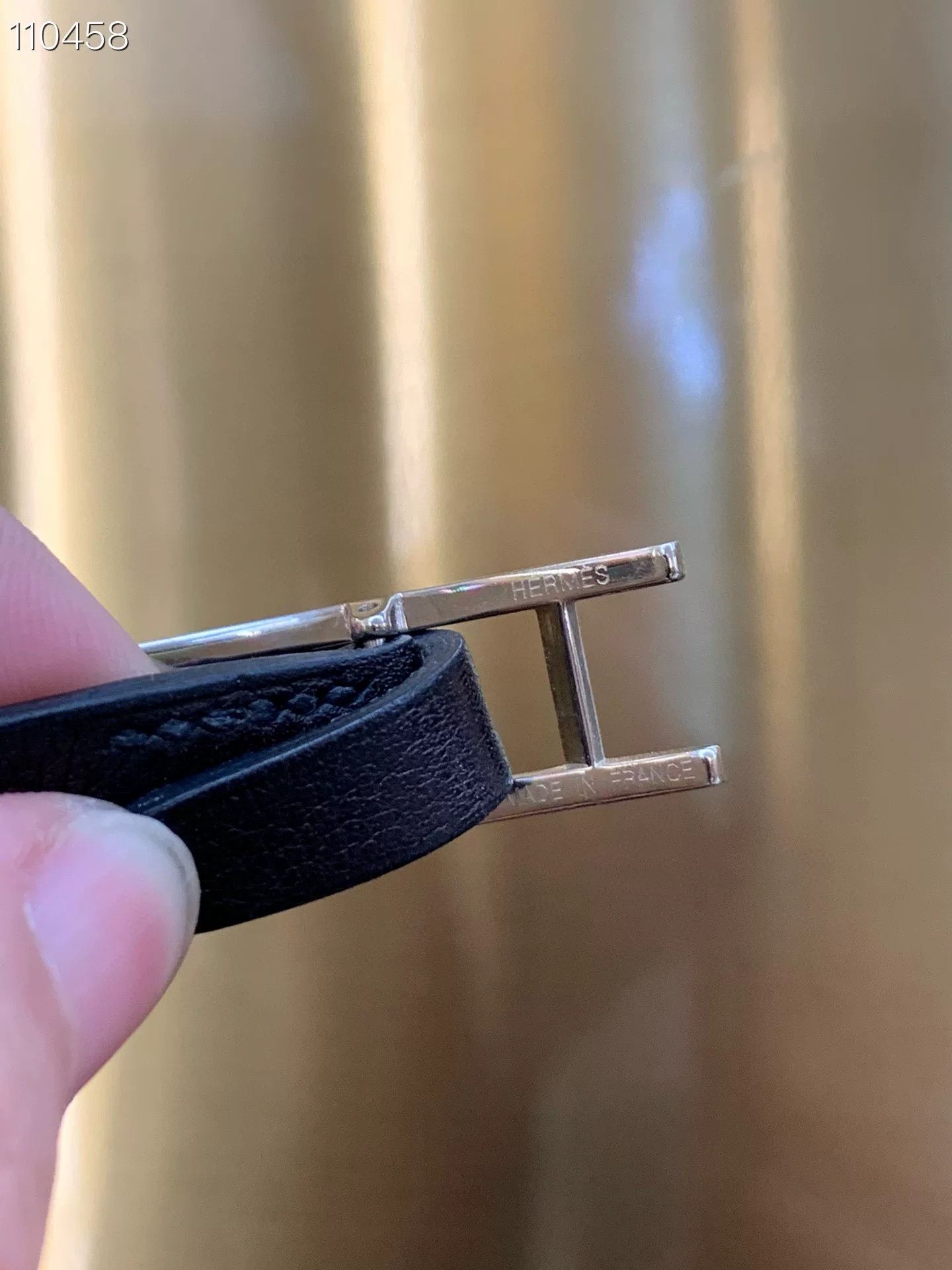 Hermes Hermès Black Silver Leather Bracelet Size ONE SIZE - 5 Thumbnail