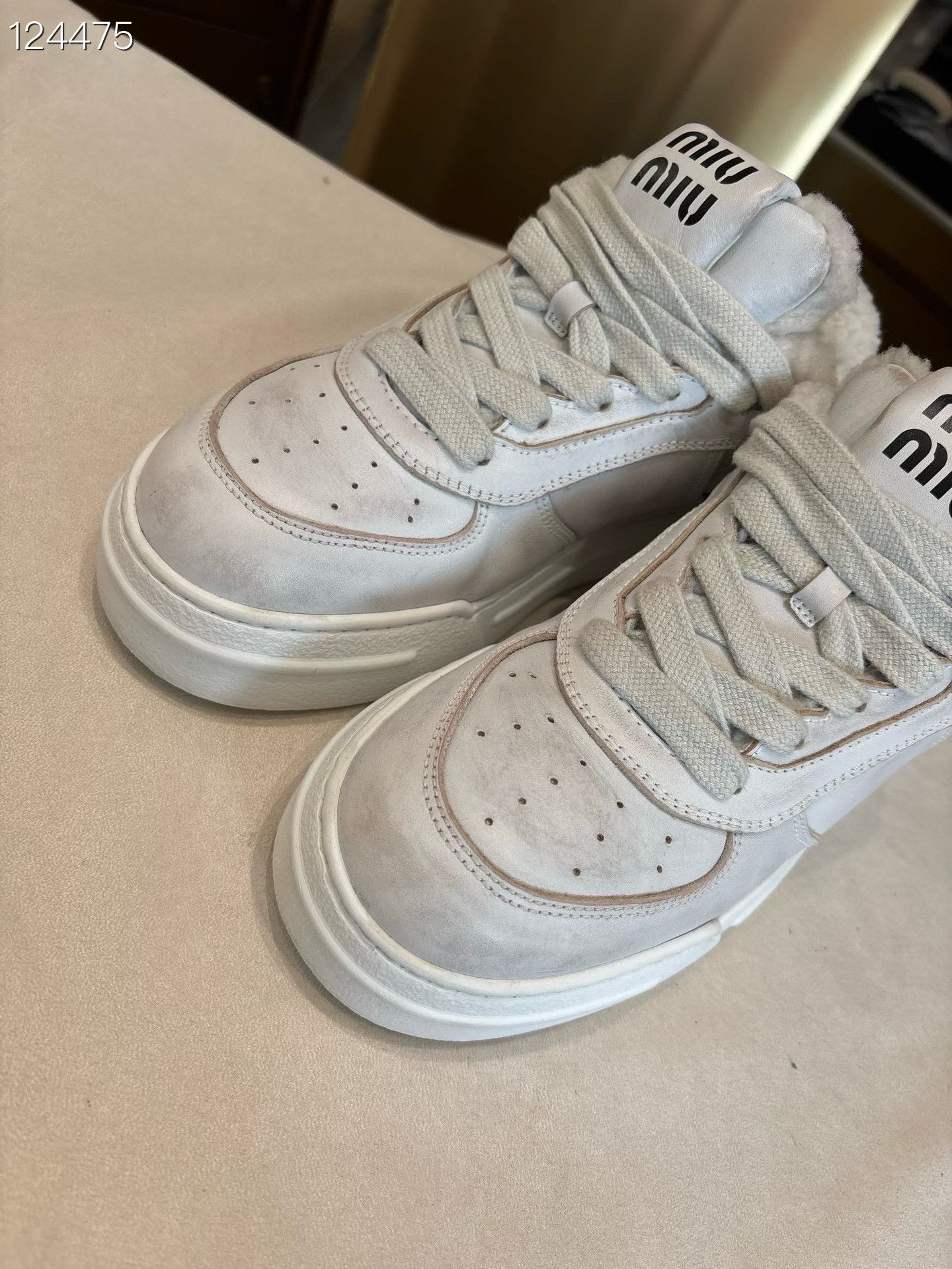 Miu Miu Miu Miu Leather Lace-Up Sneakers Size US 6.5 / IT 36.5 - 3 Thumbnail