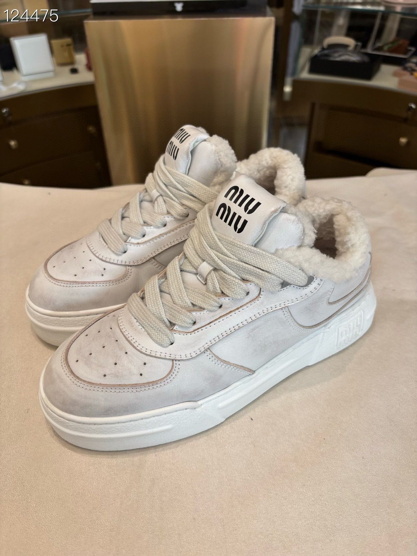 Miu Miu Miu Miu Leather Lace-Up Sneakers Size US 6.5 / IT 36.5 - 2 Thumbnail
