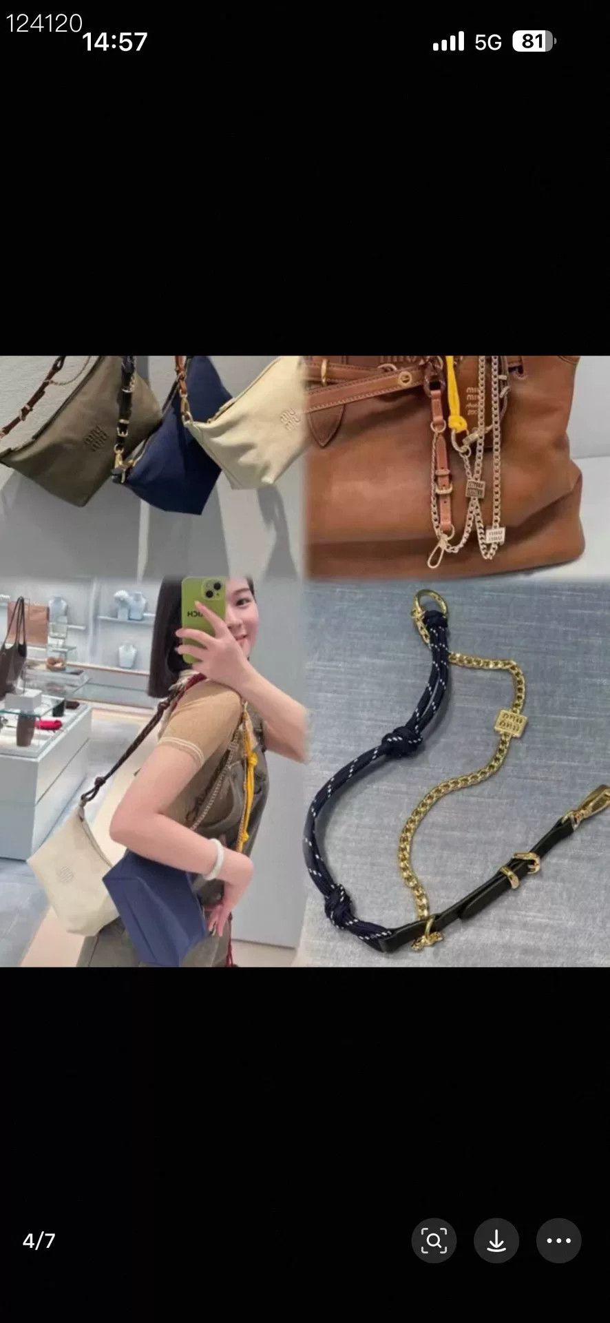 Miu Miu Miu Miu Chain Detail Tote Bag Size ONE SIZE - 7 Thumbnail