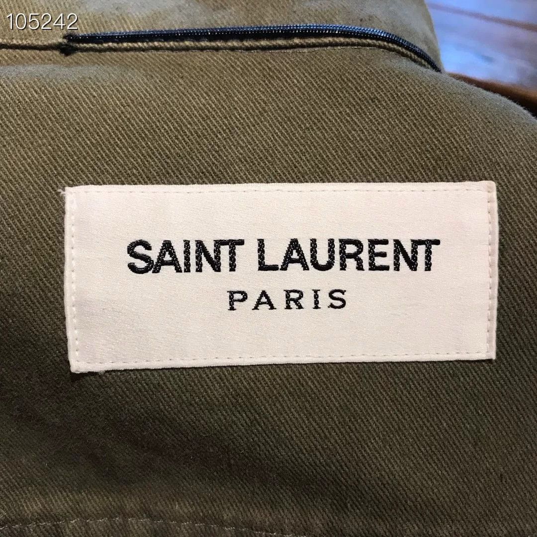 Yves Saint Laurent YSL Military Green Denim Jacket Size XS / US 0-2 / IT 36-38 - 3 Thumbnail