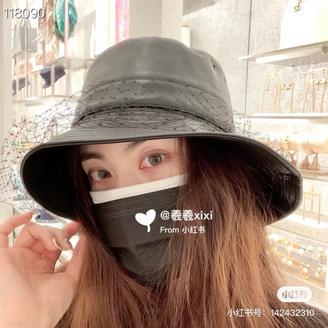 Dior Dior Leather & Lace Bucket Hat Size ONE SIZE - 6 Thumbnail