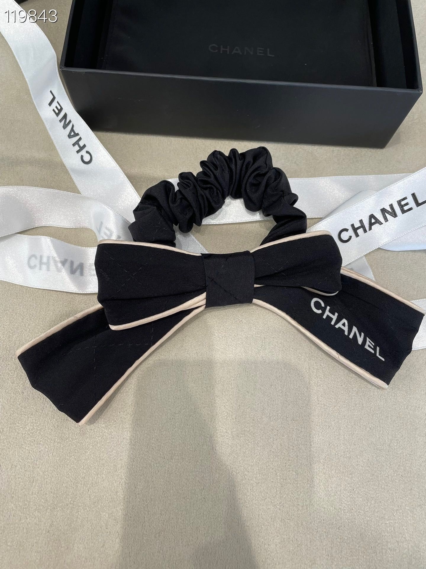 Chanel Chanel Black Bow Double C Hair Tie Size ONE SIZE - 3 Thumbnail