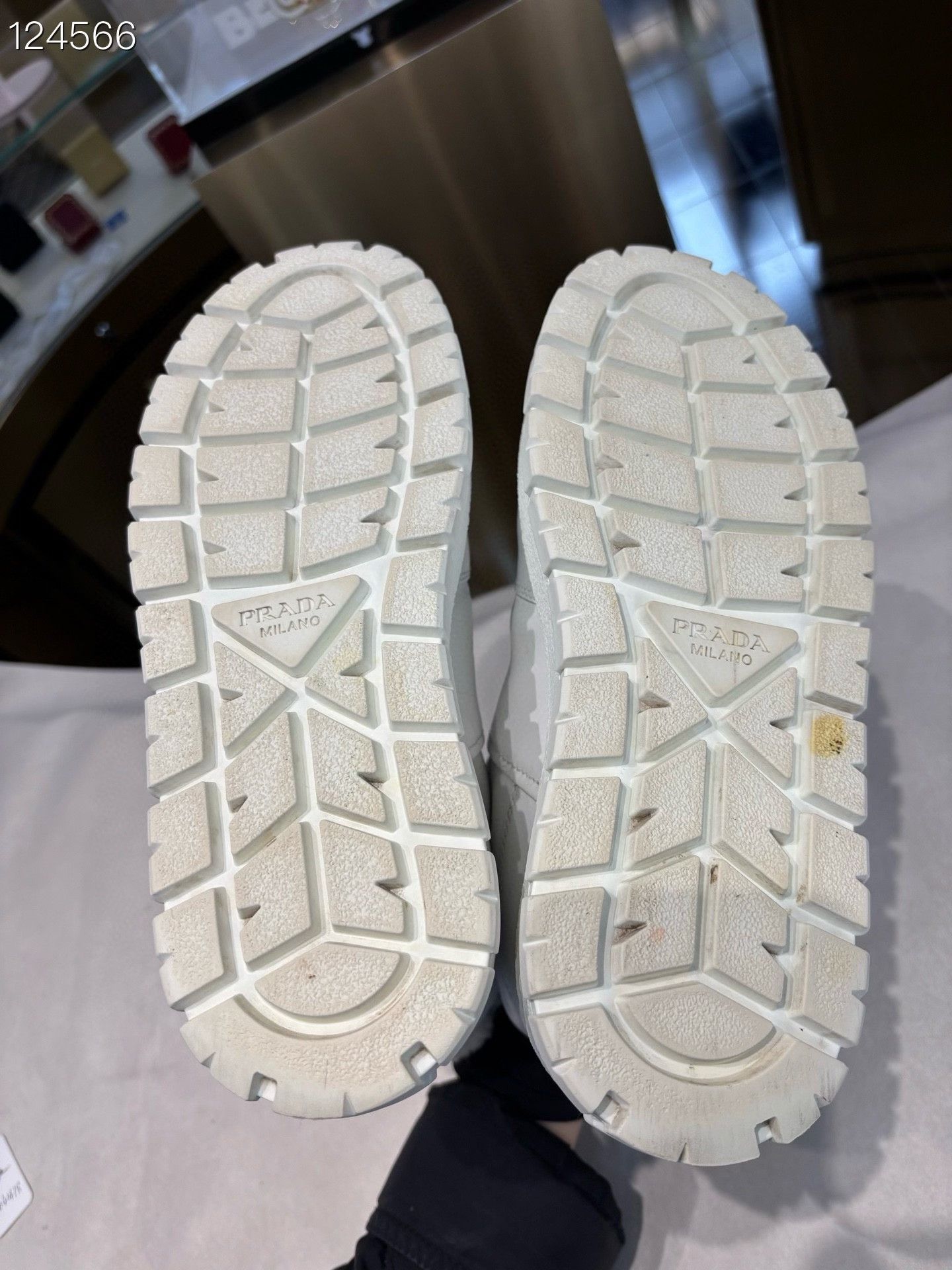 Prada Prada White High-Top Logo Fur Sneakers Size US 5.5 / IT 35.5 - 7 Thumbnail