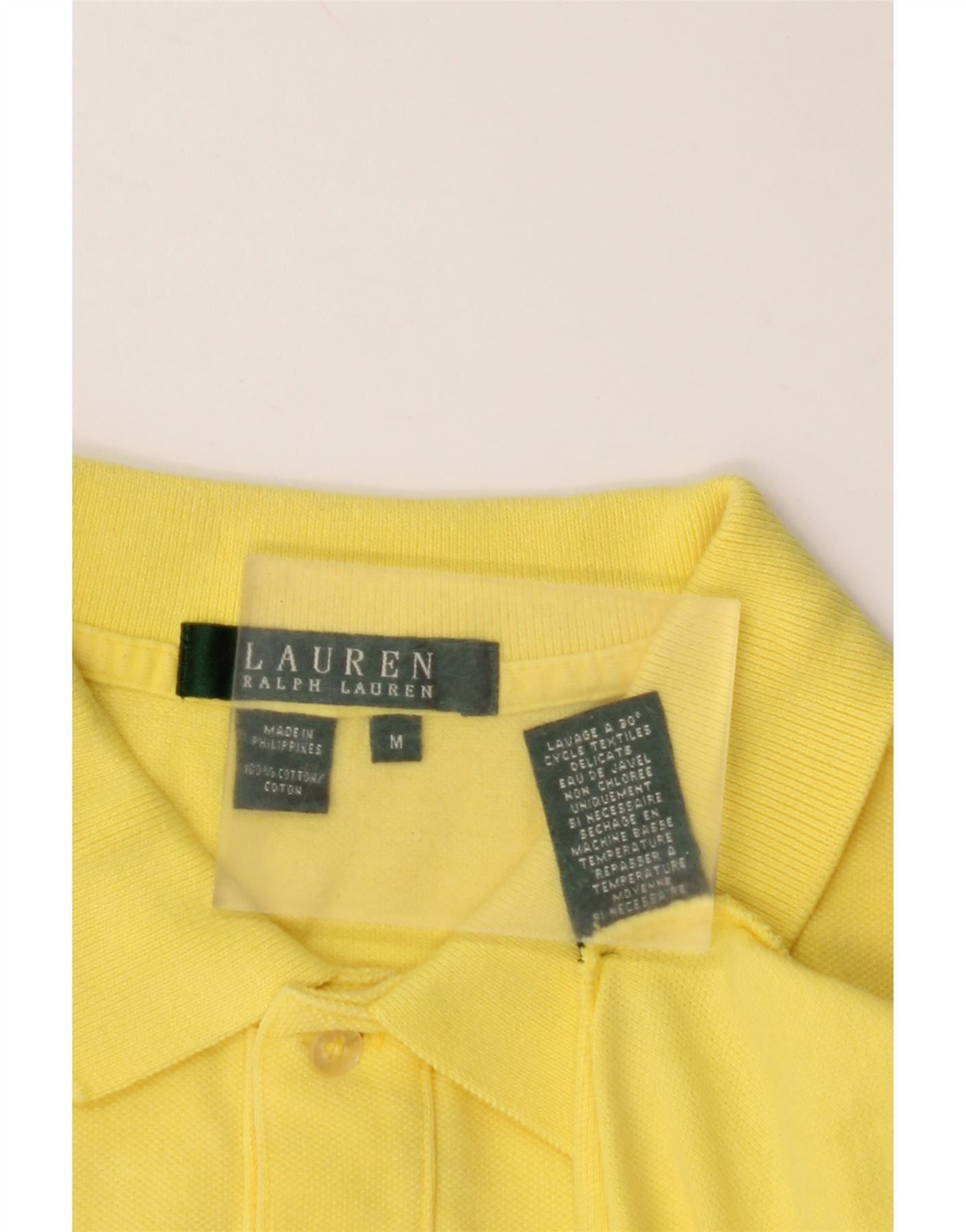 Ralph Lauren Womens Crop Polo Shirt UK 14 Medium Yellow Cotton Size M / US 6-8 / IT 42-44 - 3 Thumbnail