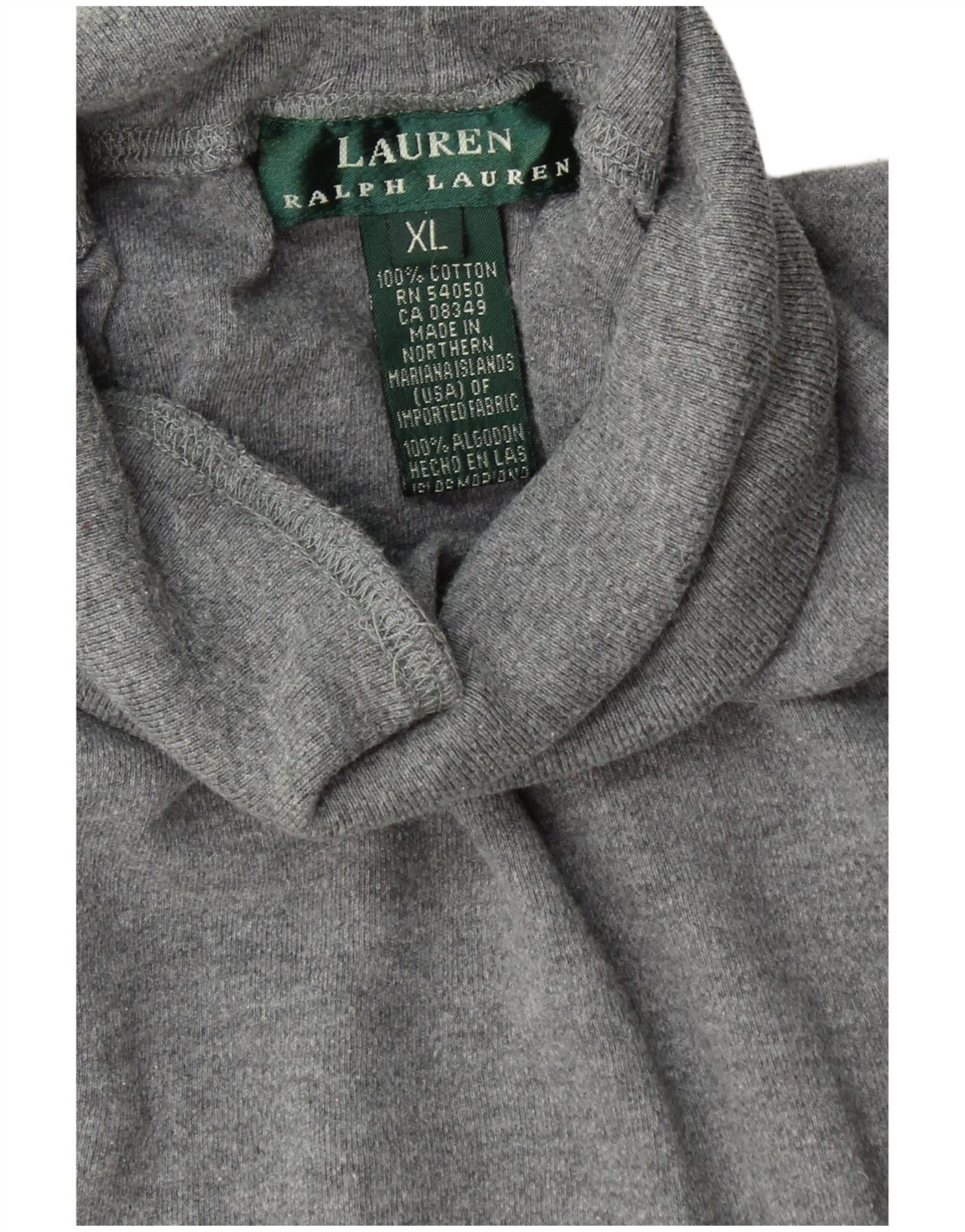 Ralph Lauren Womens Roll Neck Jumper Sweater UK 18 XL Grey Cotton Size XL / US 12-14 / IT 48-50 - 3 Thumbnail
