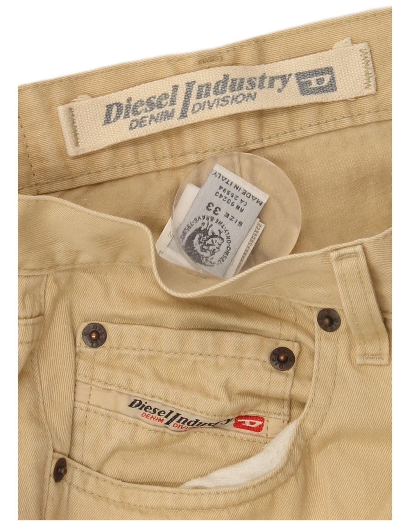 Diesel Womens Straight Casual Trousers W33 L33 Beige Cotton Size 24" / US 00 / IT 34 - 5 Thumbnail