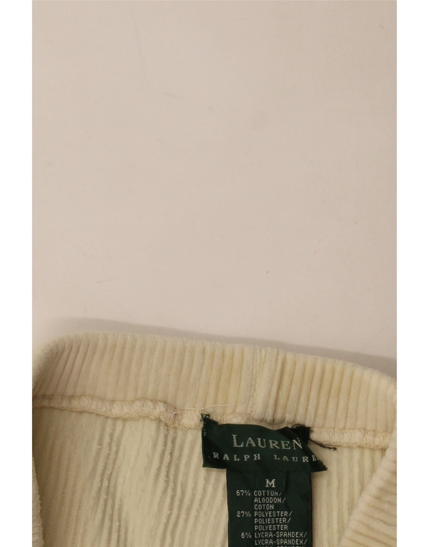 Ralph Lauren Womens Slim Corduroy Trousers Medium W28 L29 Beige Cotton Size 30" / US 8 / IT 44 - 4 Thumbnail