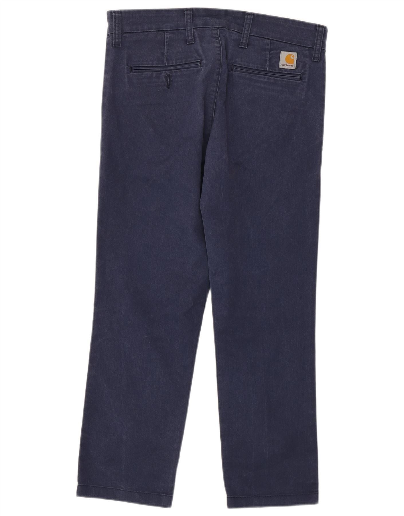 Carhartt Womens Sid Straight Chino Trousers W31 L26 Navy Blue Cotton Size 22" - 2 Thumbnail