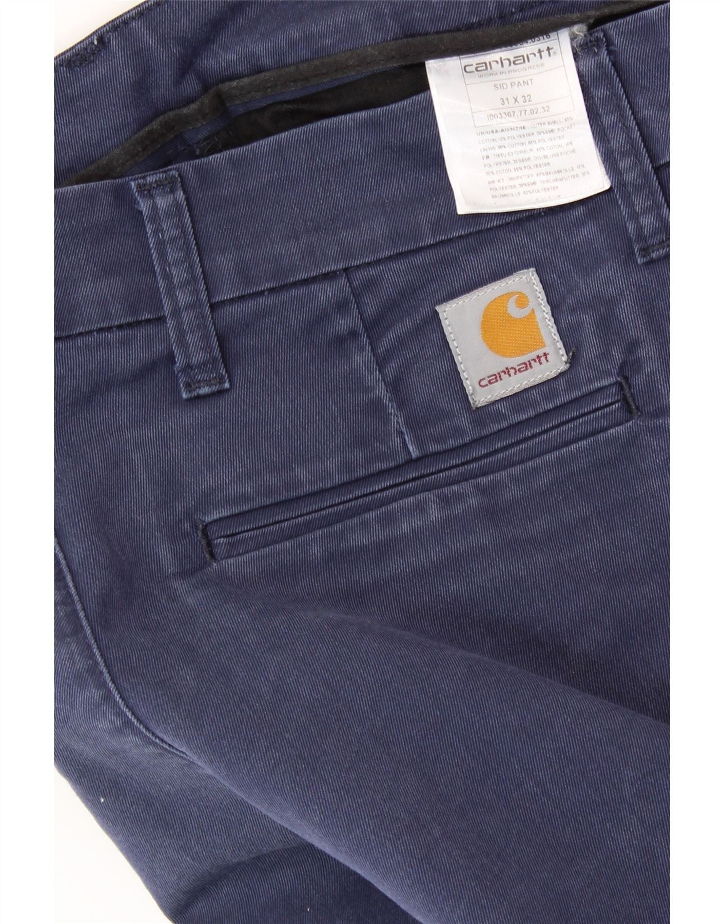 Carhartt Womens Sid Straight Chino Trousers W31 L26 Navy Blue Cotton Size 22" - 3 Thumbnail